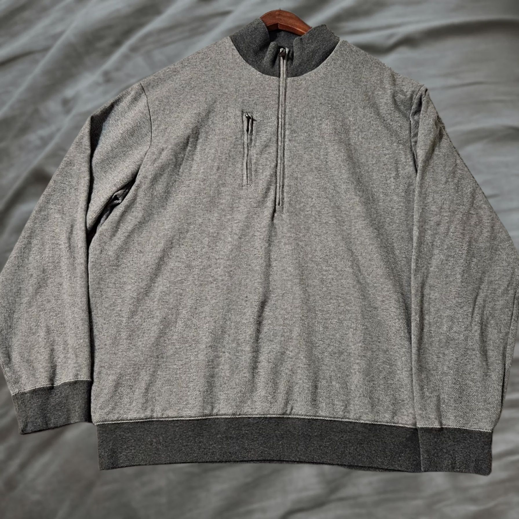 Ralph Lauren Ralph Lauren Polo Golf Quarter Zip Sweater Cotton Herringbone Pattern XL Men Gray Size US XL / EU 56 / 4 - 1 Thumbnail