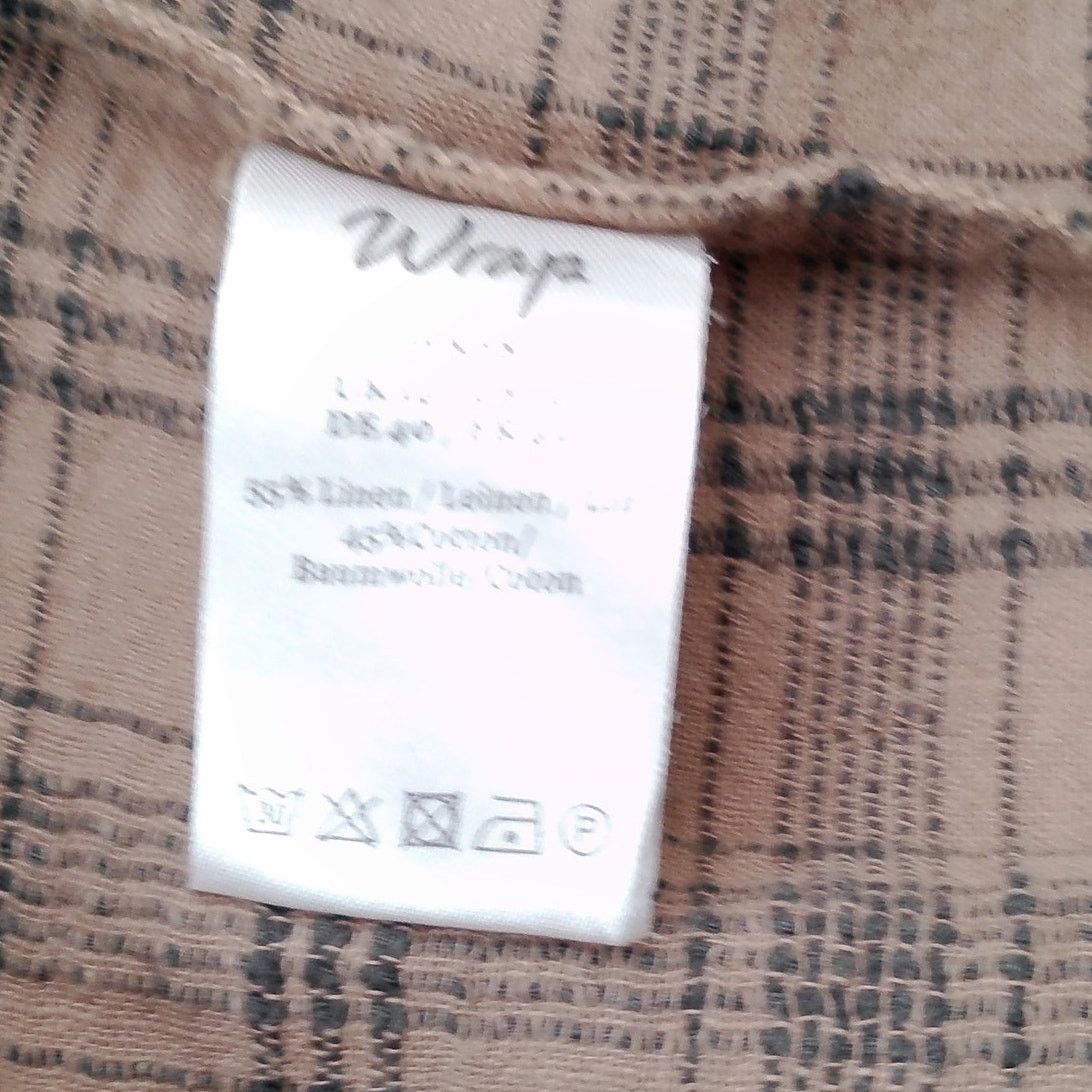 Other Wrap London Brown Plaid Linen Midi Dress Lagen Boho Size L / US 10 / IT 46 - 5 Thumbnail
