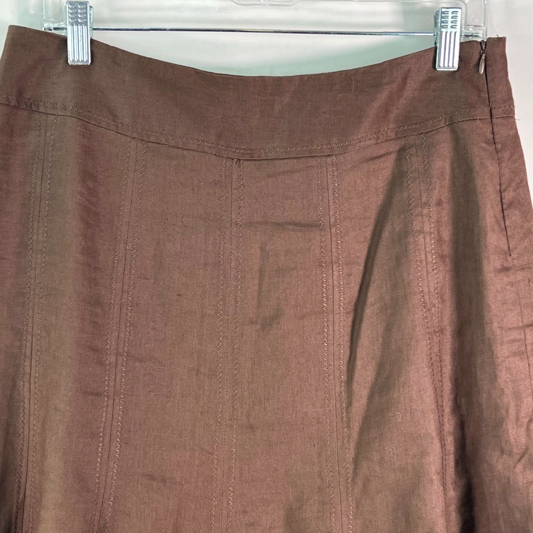 Willi Smith Willi Smith Linen Mini Skirt Women's Size 10 Casual Brown Side Zip Classic Size 32" / US 10 / IT 46 - 3 Thumbnail