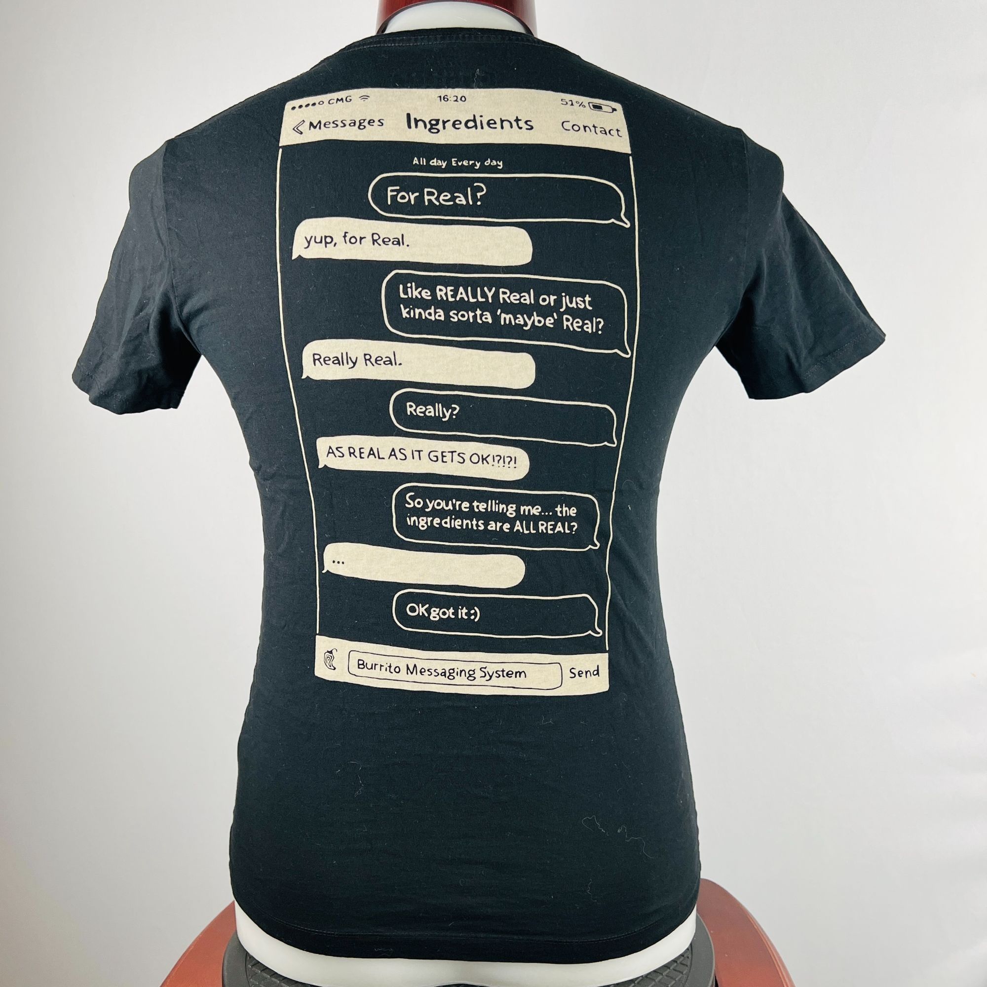 Other Chipotle Really Real Ingredients Text Message Small T-Shirt Size US S / EU 44-46 / 1 - 3 Thumbnail