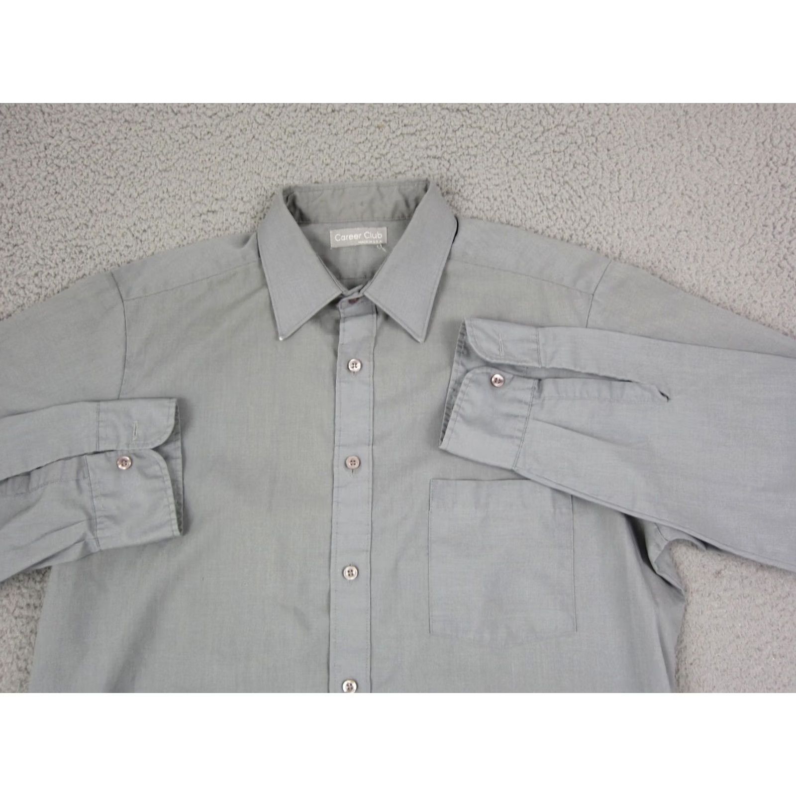 Vintage Vintage Career Club Shirt Mens Medium 16 Gray Made in USA 60s 70s Disco True Size US L / EU 52-54 / 3 - 2 Thumbnail