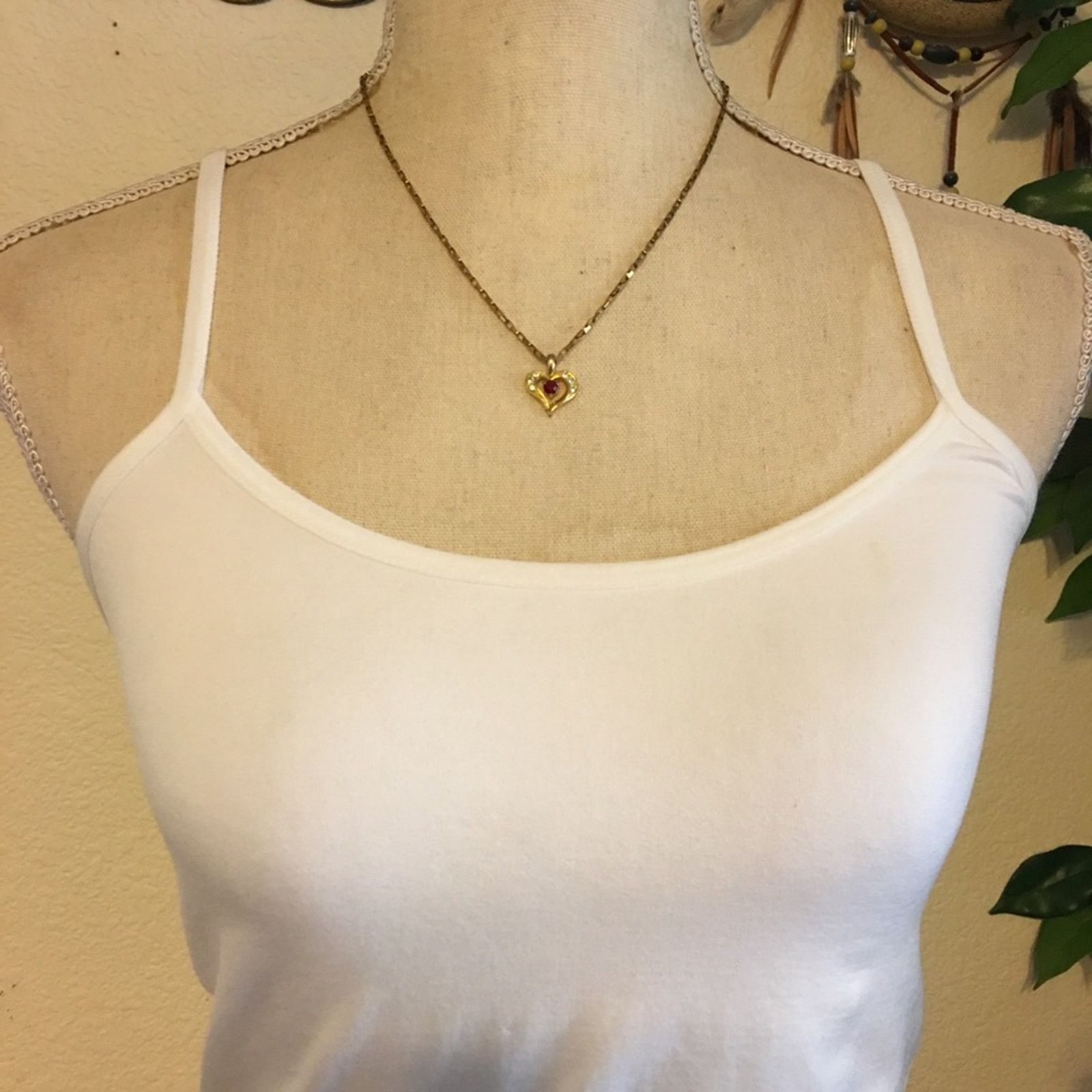 Vintage Vintage crystal heart gold tone box chain necklace Size ONE SIZE - 3 Thumbnail