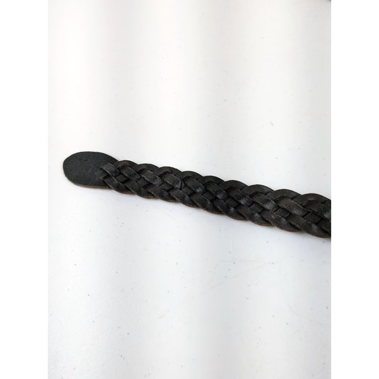 Fossil VINTAGE Fossil Belt Mens 42" Black Leather Braided 90s Y2K Mens Belt Braided/Woven Leather 42 Black 90s Y2K Mens Size 42 - 3 Thumbnail