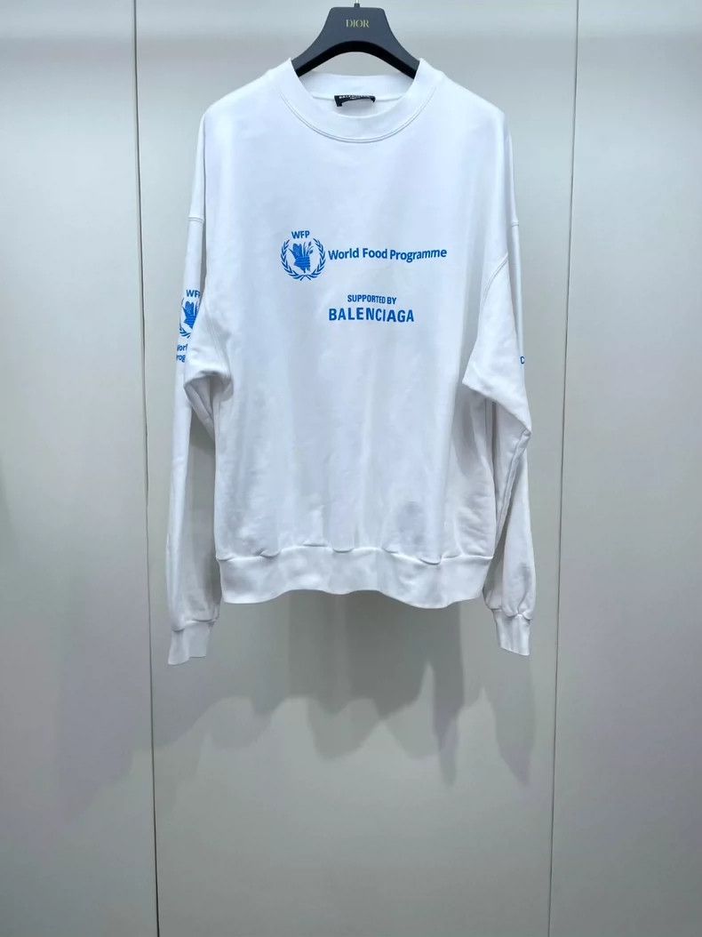 Balenciaga Blue Letter White Hoodie