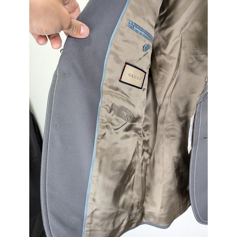 Gucci o1rshd1 Fluid Drill Palace Jacket in Steel Gray Size US L / EU 52-54 / 3 - 9 Thumbnail