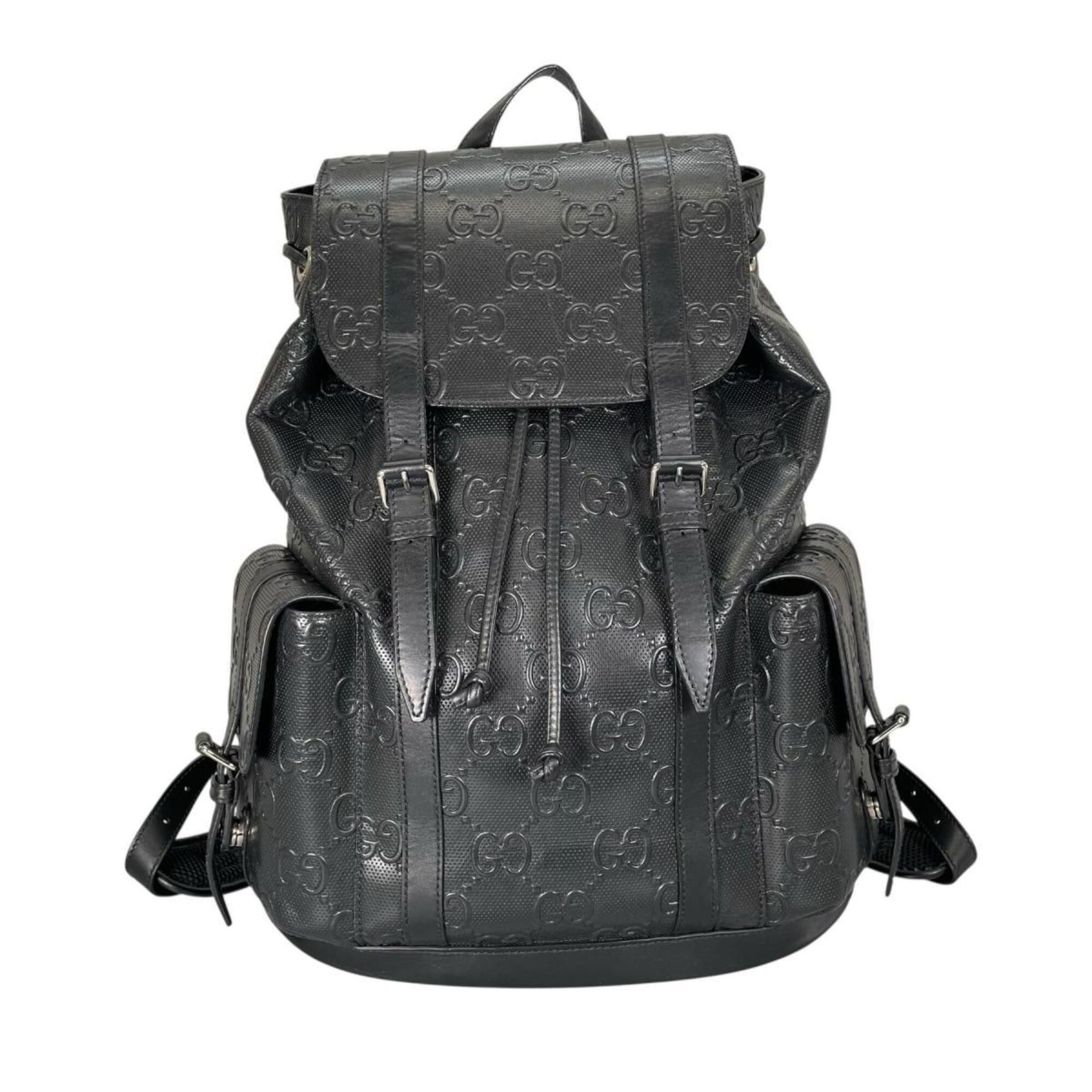 Gucci Gucci Backpack GG Embossed Leather 625770 Black Size ONE SIZE - 1 Thumbnail
