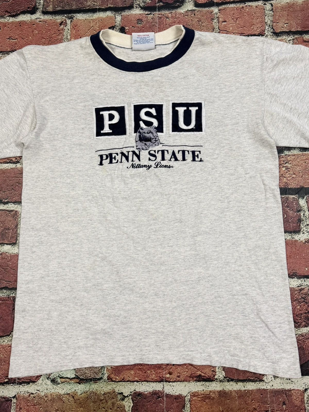 NCAA Vintage 90s Penn State University Single Stitch T-Shirt PSU Size US M / EU 48-50 / 2 - 2 Thumbnail