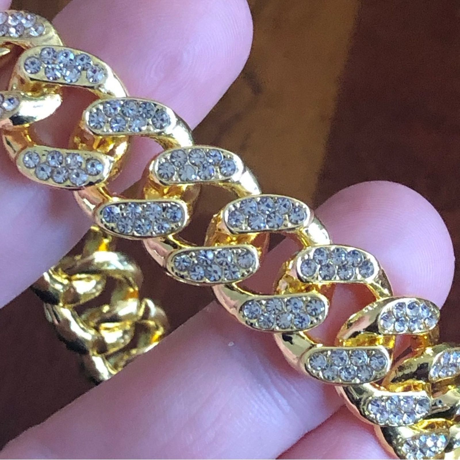 Jewelry Men’s and women’s gold plated Cuban chain link bracelet Size ONE SIZE - 5 Thumbnail