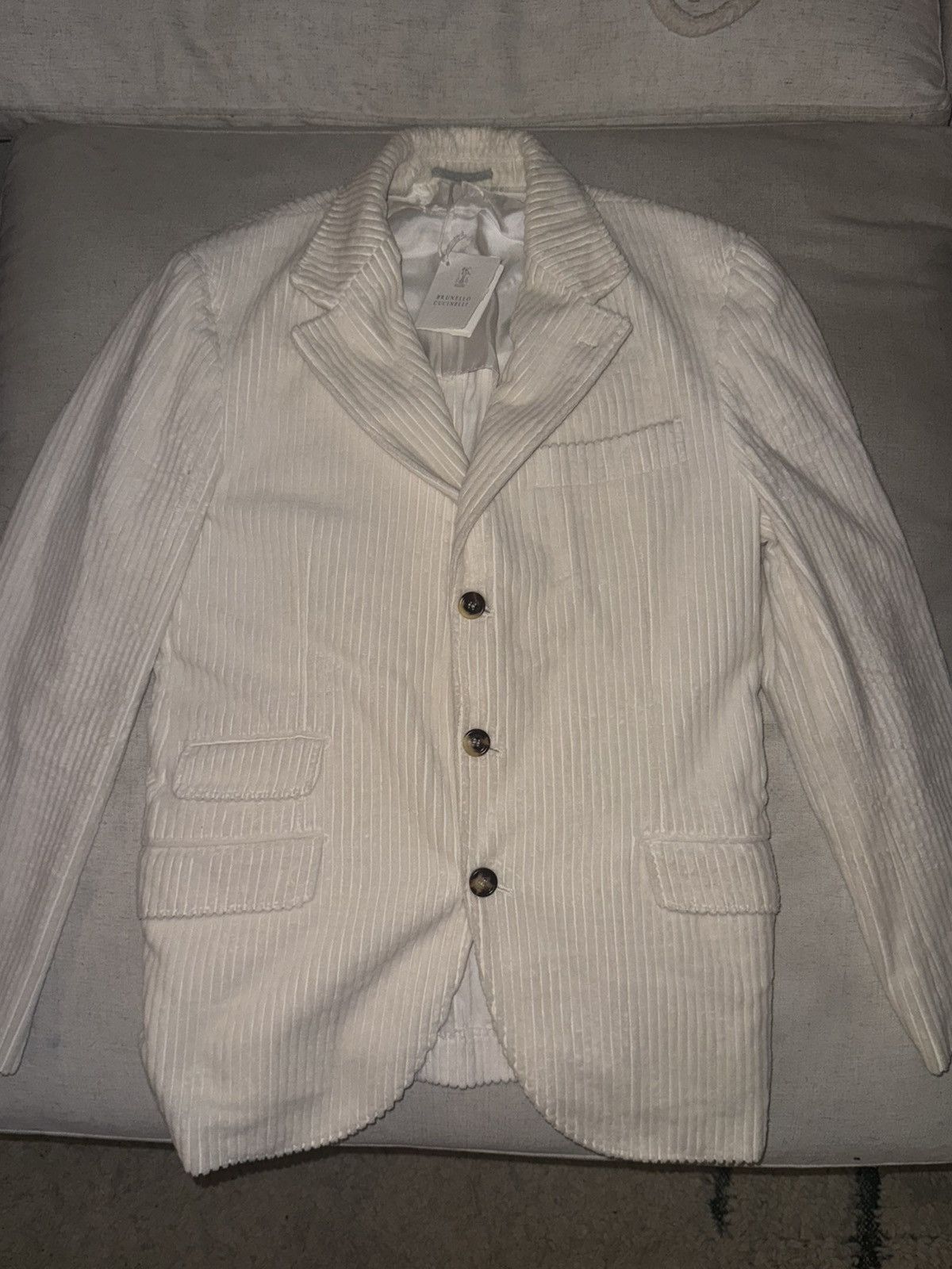 Brunello Cucinelli Brunello cucinelli white pinstripe blazer Size US S / EU 44-46 / 1 - 4 Thumbnail
