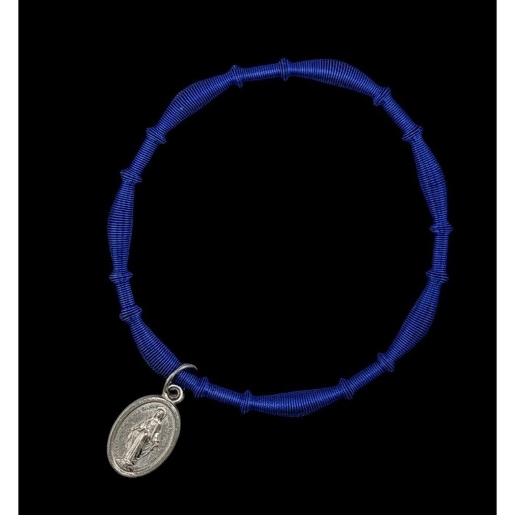 Other Religious Miraculous Medal Charm Bracelet On Blue Coiled Wir Size ONE SIZE - 1 Thumbnail