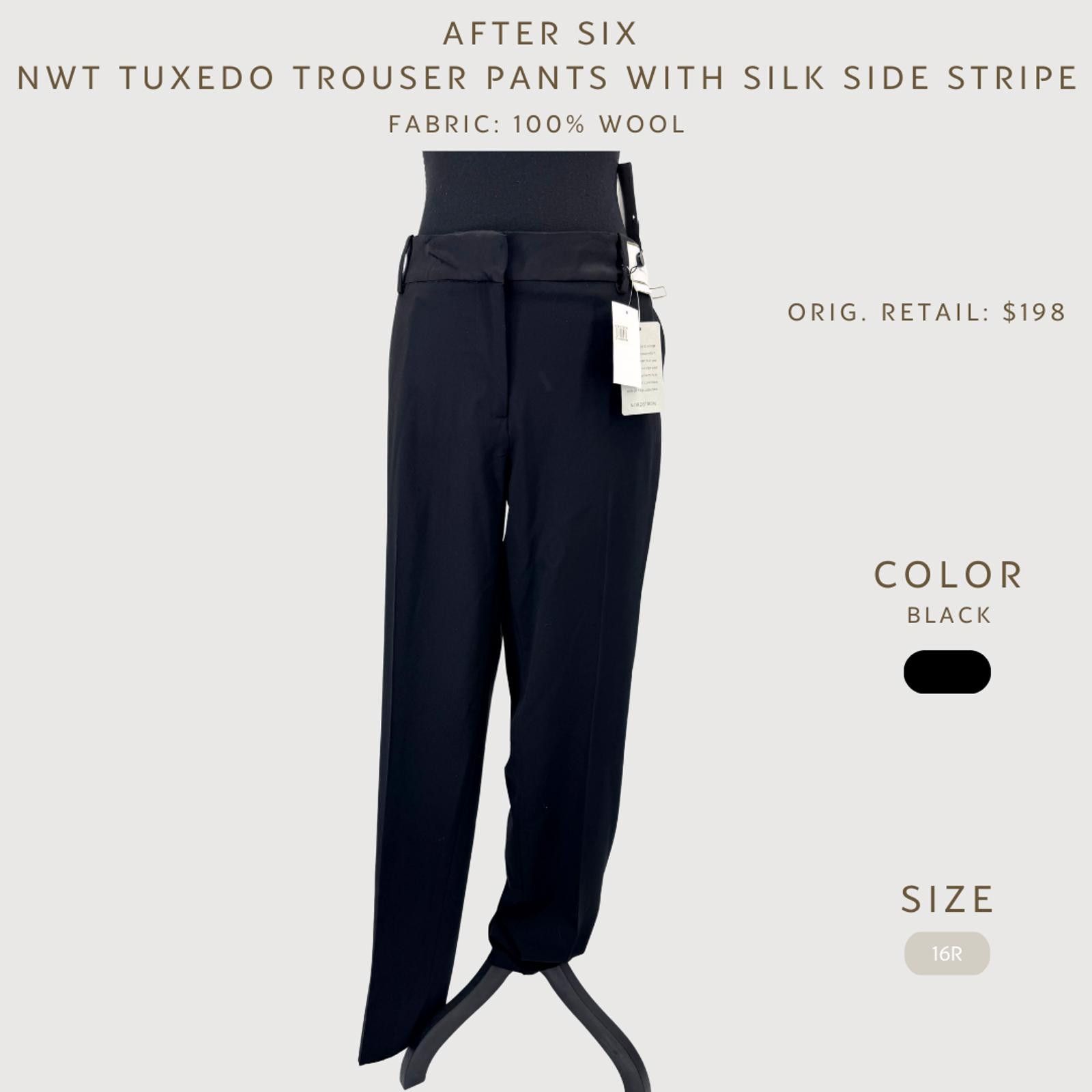 After Six After Six Wool Tuxedo Pants Silk Stripe 16R NWT Size 38" / US 16 / IT 52 - 2 Thumbnail