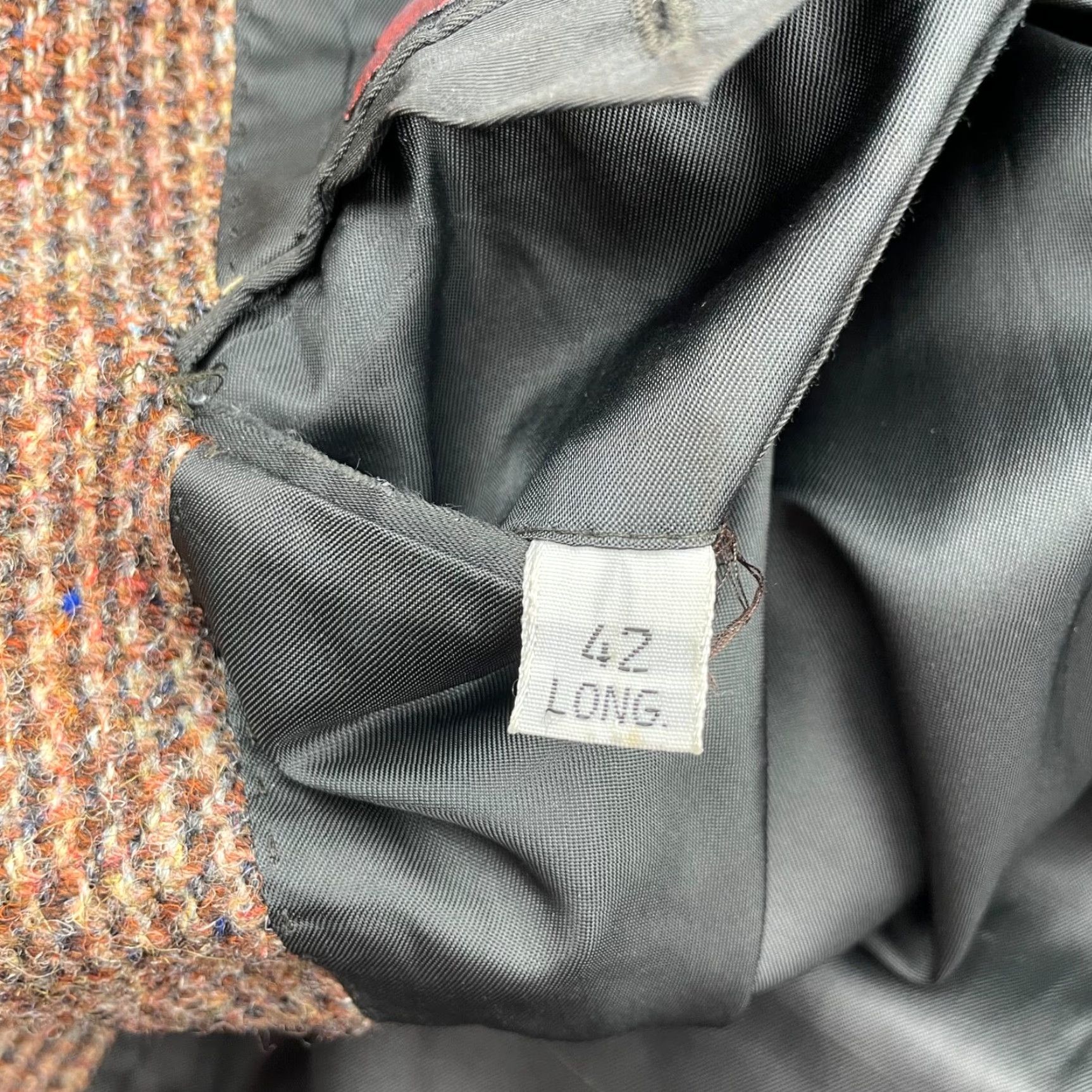 Vintage VINTAGE Henry Grethel Blazer Men’s 42 Long 100% Wool Tweed 2-Button Leather Brown Mens Regular Coat Jacket Size 42R - 7 Thumbnail