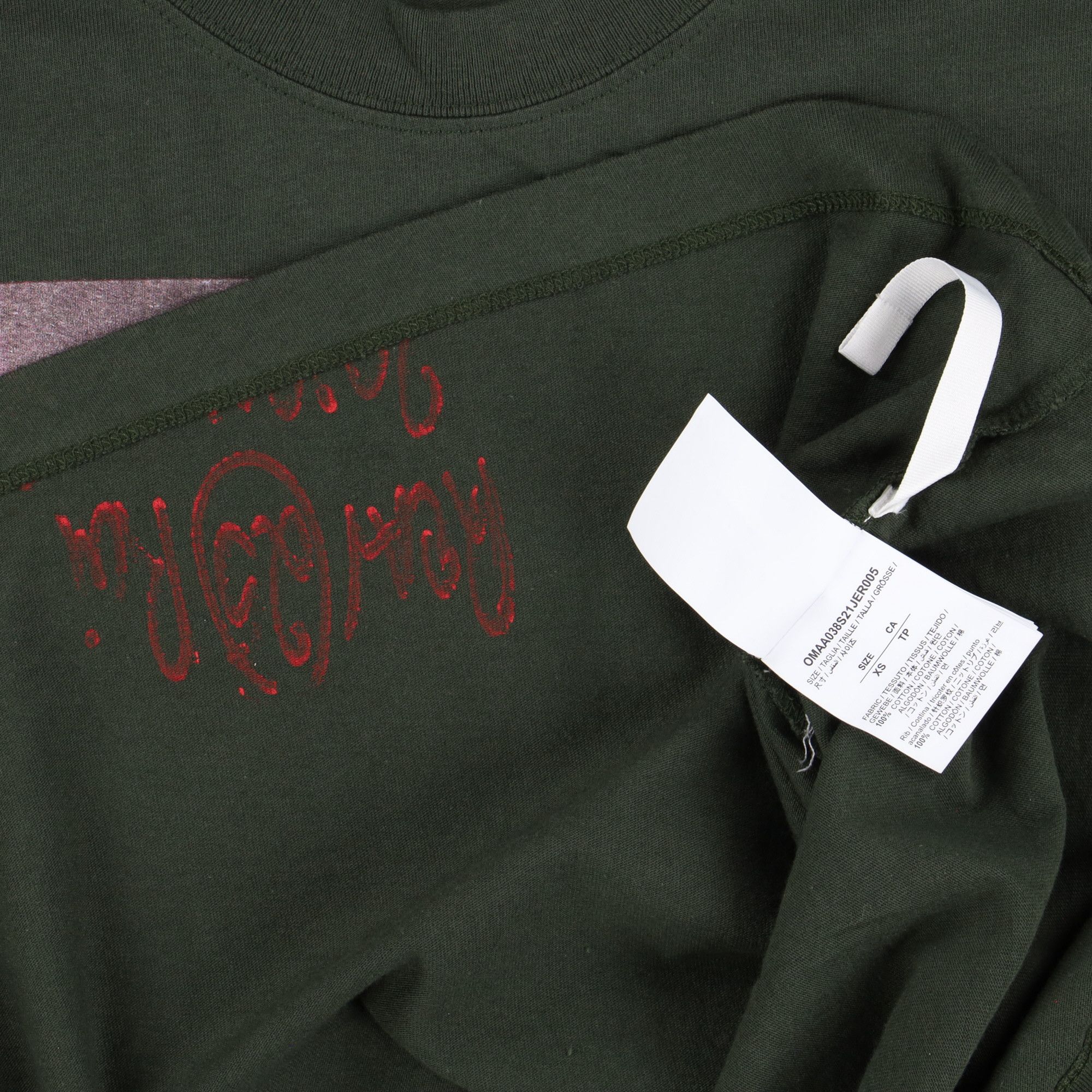 Off-White Green Sprayed Caravaggio Arrows Oversized T-Shirt Size US XS / EU 42 / 0 - 6 Thumbnail