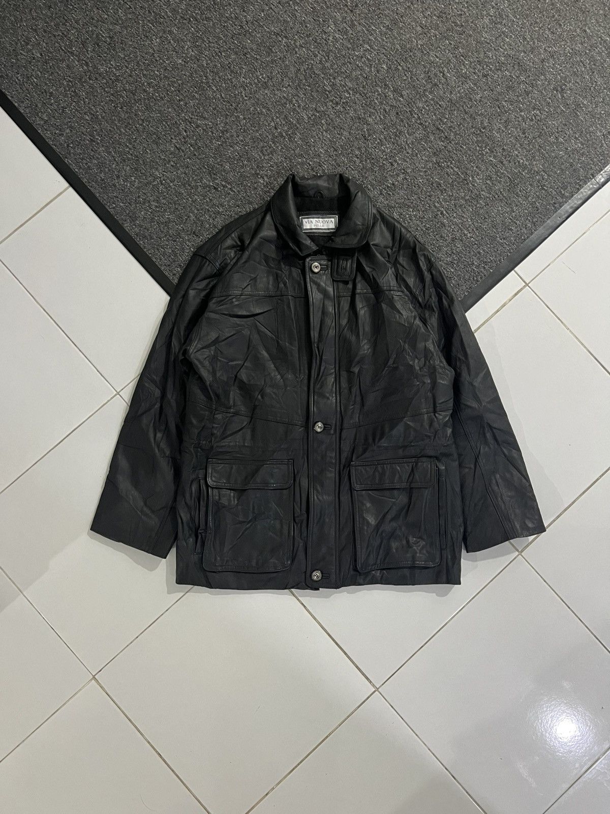 Genuine Leather VIA NUOVA PELLE COWSKIN LEATHER JACKET Size US XL / EU 56 / 4 - 1 Thumbnail