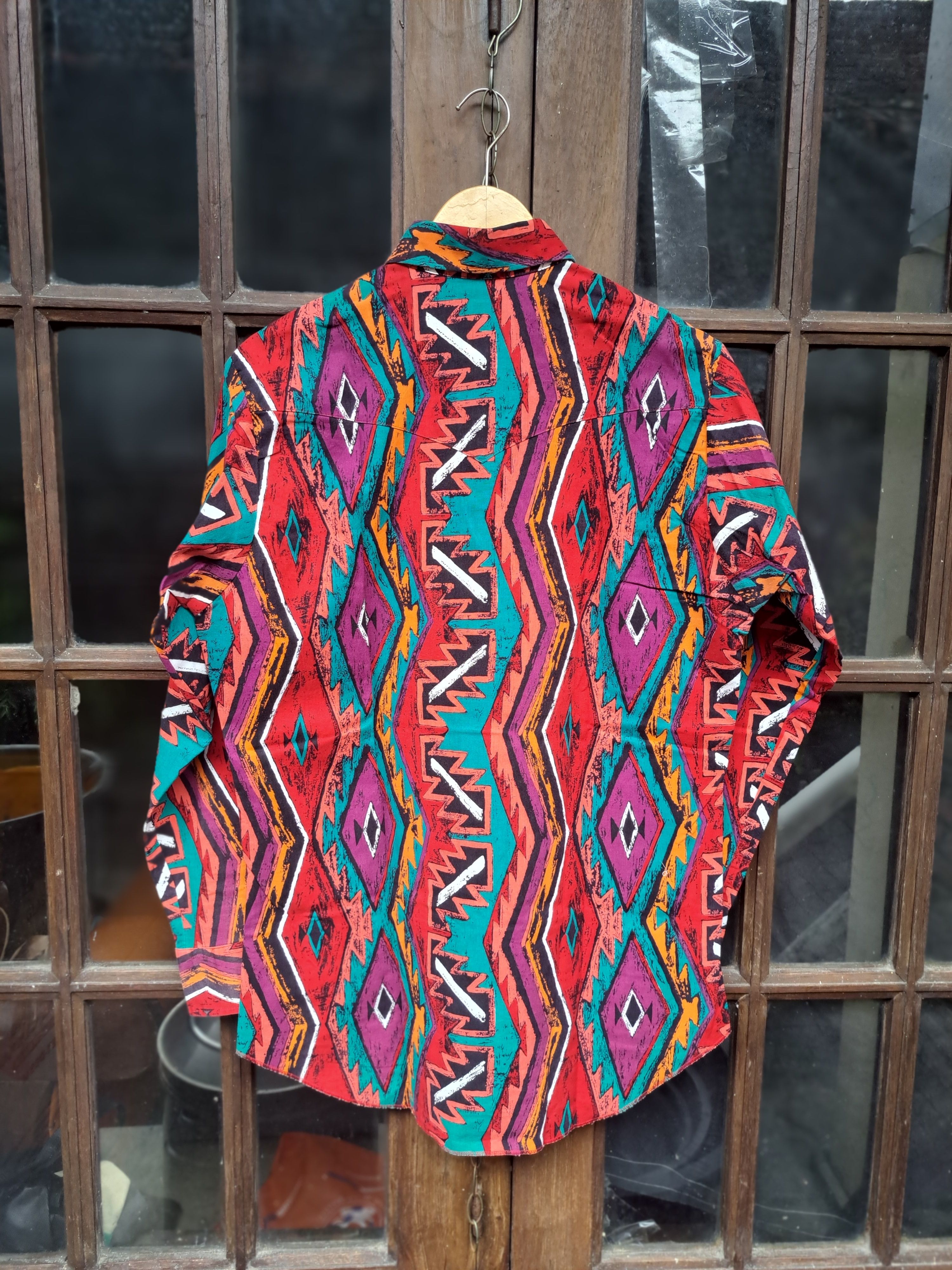 Wrangler Brushpopper Vintage Shirt Aztec Mens Medium