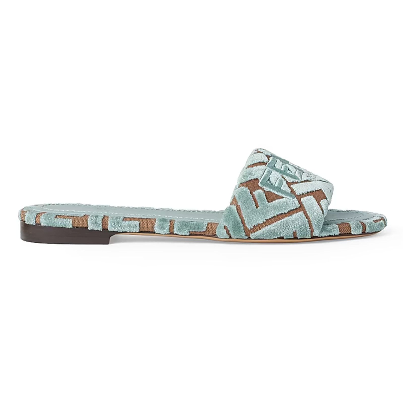 Fendi Fendi Sunshine Velvet FF Logo Menta Green Mule Slide 36 Size US 6 / IT 36 - 1 Thumbnail