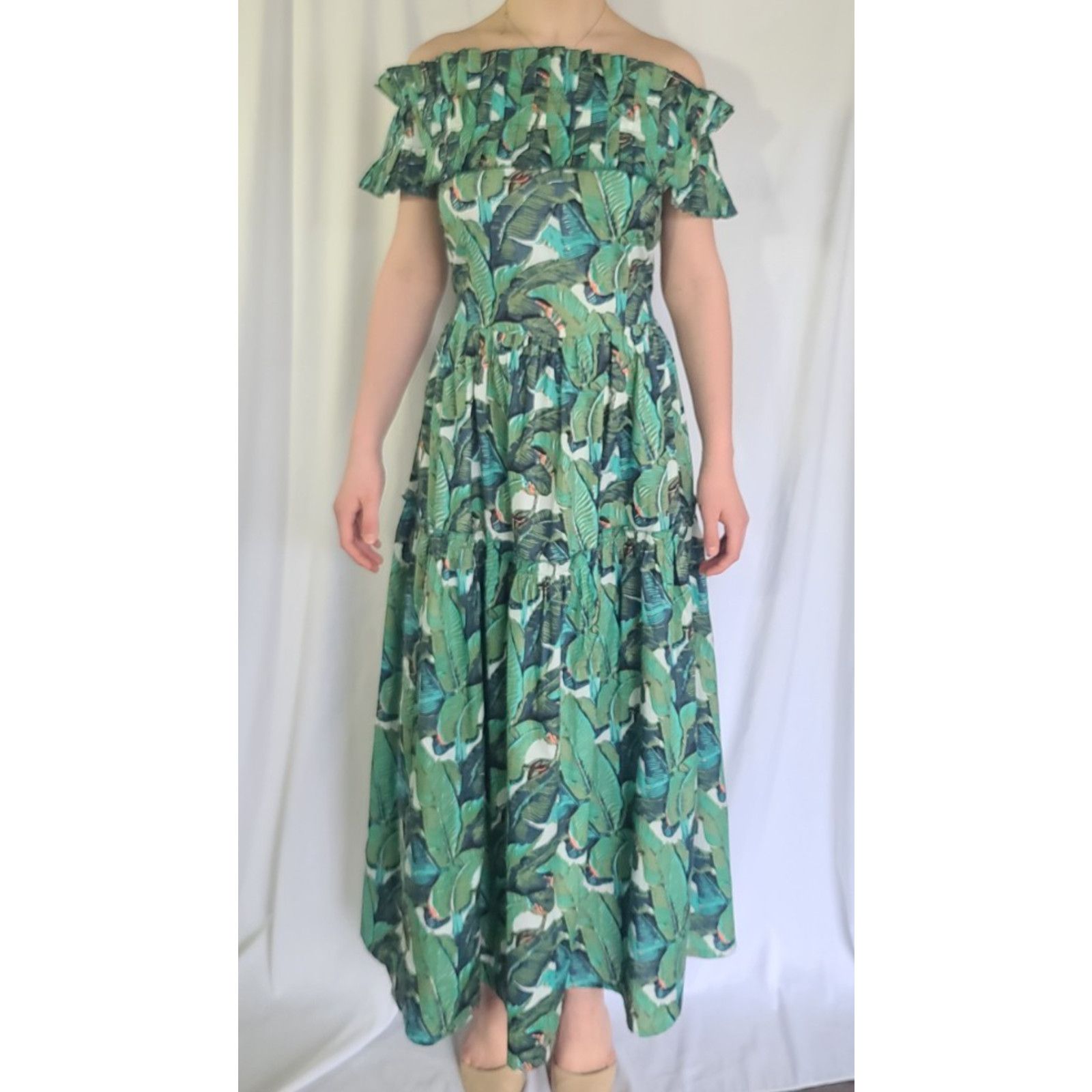 New India Collection Tropical Hand Blocked Med Cotton Dress
