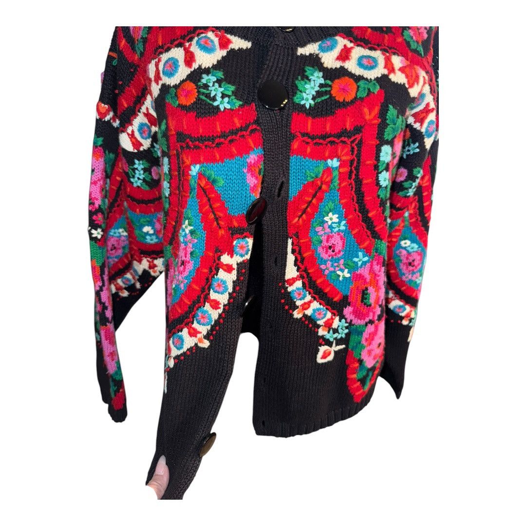 Vintage VTG 90s FULLY EMBROIDERED ART FLORAL SPRING CARDIGAN SIZE Size S / US 4 / IT 40 - 6 Thumbnail