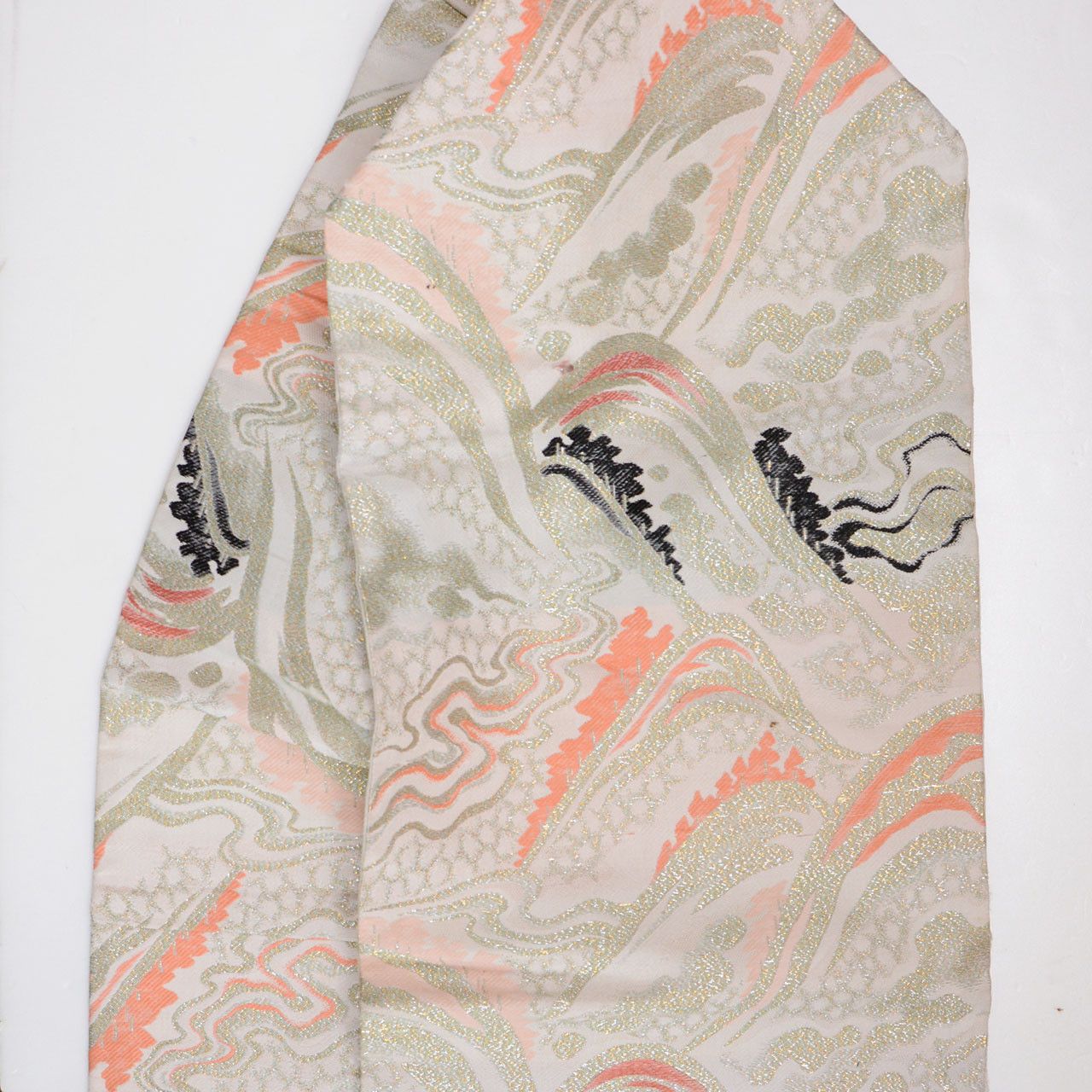 Japanese Brand Nagoya Obi Belt Wave Flowing Water Geometric Japan Vintage Size ONE SIZE - 1 Thumbnail