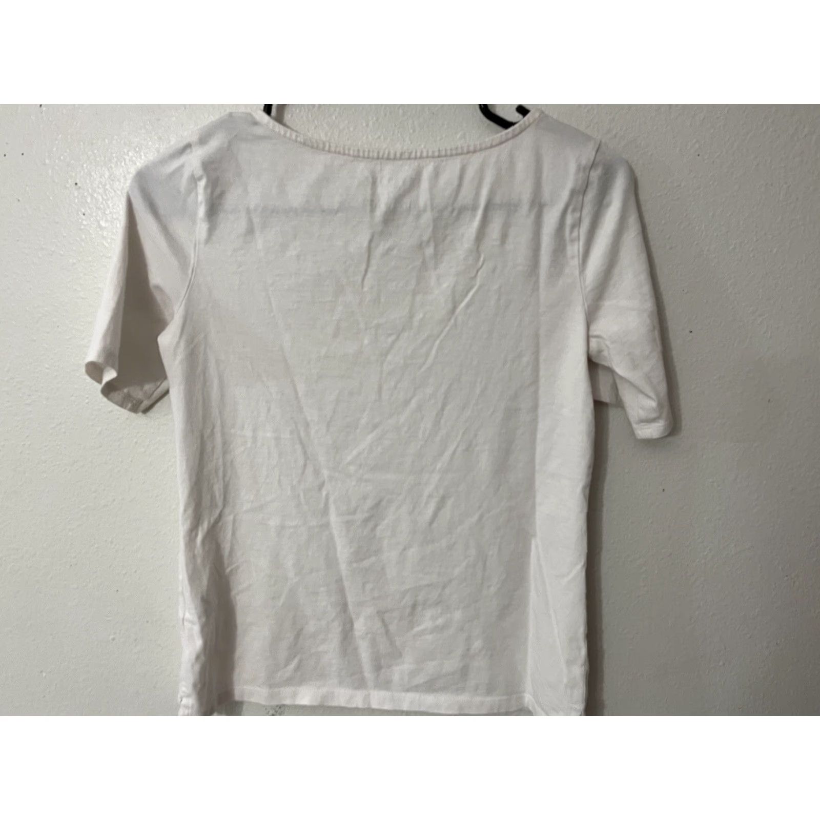 Talbots Talbots T-Shirt Women Short Sleeve 100% Cotton White Solid Petites P Crew Neck Basic Casual" Size XXS / US 00 / IT 34 - 3 Thumbnail