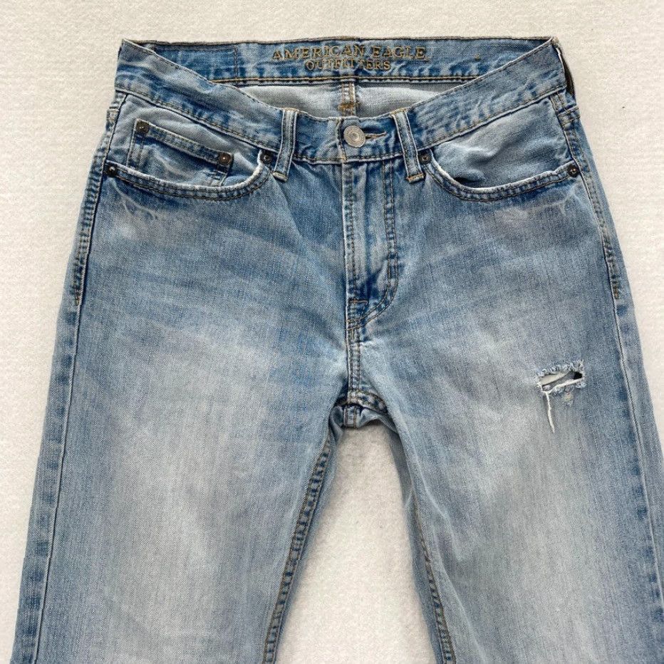 American Eagle Outfitters American Eagle Jeans Mens 28x32 Slim Fit Straight Leg Light Wash Blue Denim Pant Size US 28 / EU 44 - 2 Thumbnail