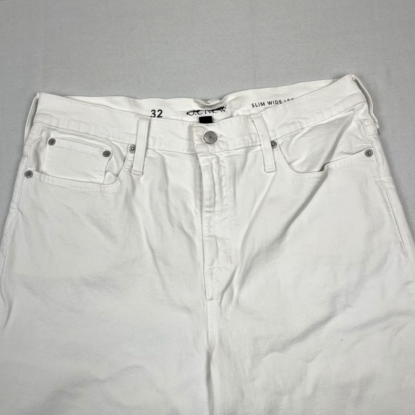 J.Crew J.CREW Jeans Women's 32 x 26 White Denim High Rise Slim Wide-Leg 5-Pocket Logo Comfort Stretch Machine Washable Vintage No Hem Incorrect? Size 24" / US 00 / IT 34 - 6 Thumbnail