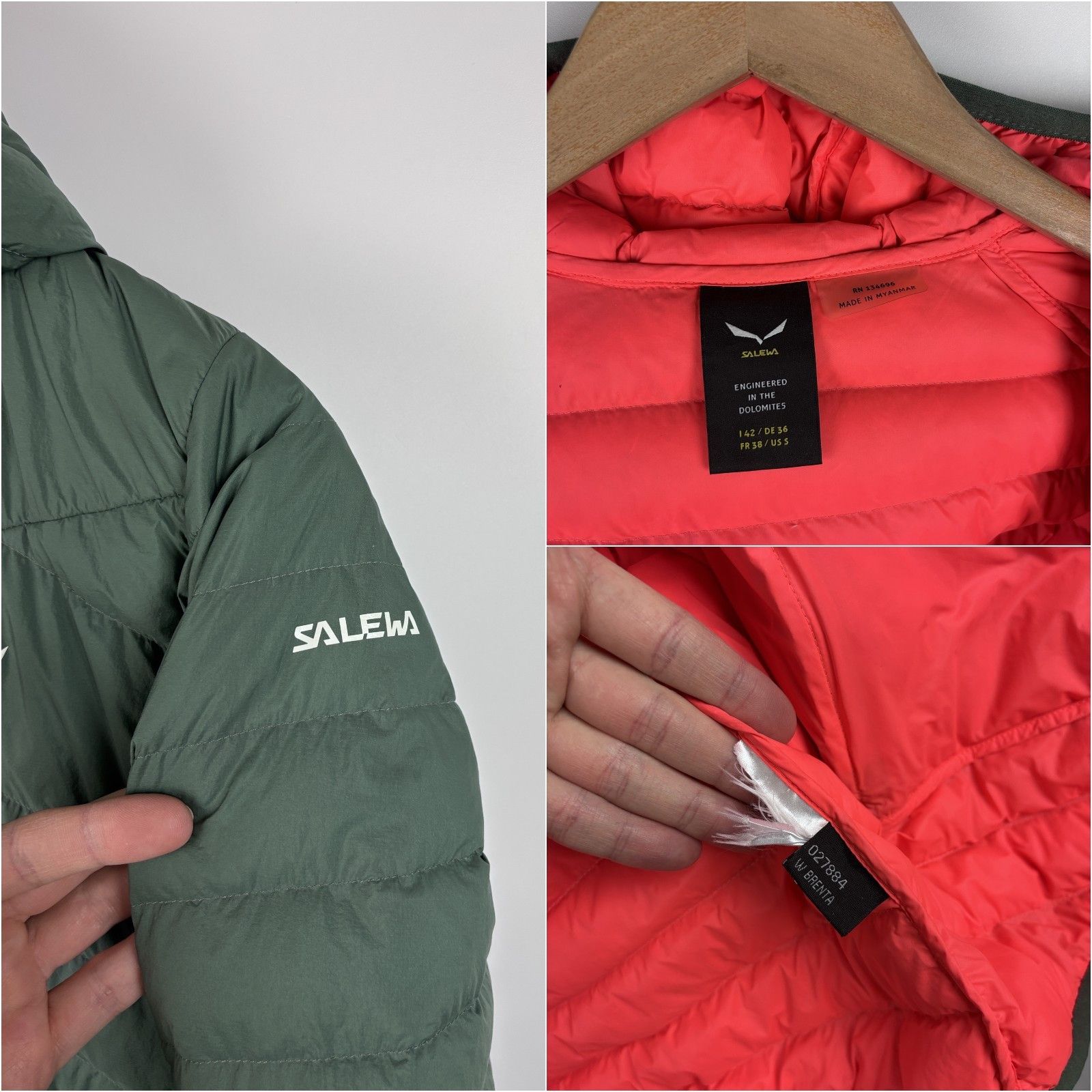 SALEWA Womens Salewa Brenta Down Jacket Hiking Outdoor Green Size S Size S / US 4 / IT 40 - 9 Thumbnail