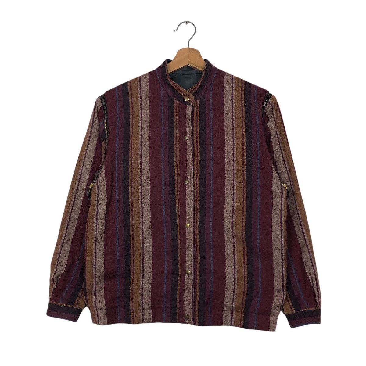 Japanese Brand 📌Vintage Bomber Jacket Reversible Striped Issey Miyake Size US M / EU 48-50 / 2 - 2 Thumbnail