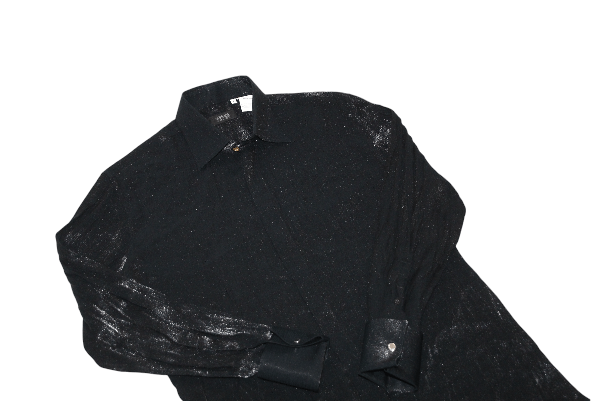 Versace GRAIL💥Versace Classic V2 cufflinks glossy plisse shirt Size US L / EU 52-54 / 3 - 9 Thumbnail