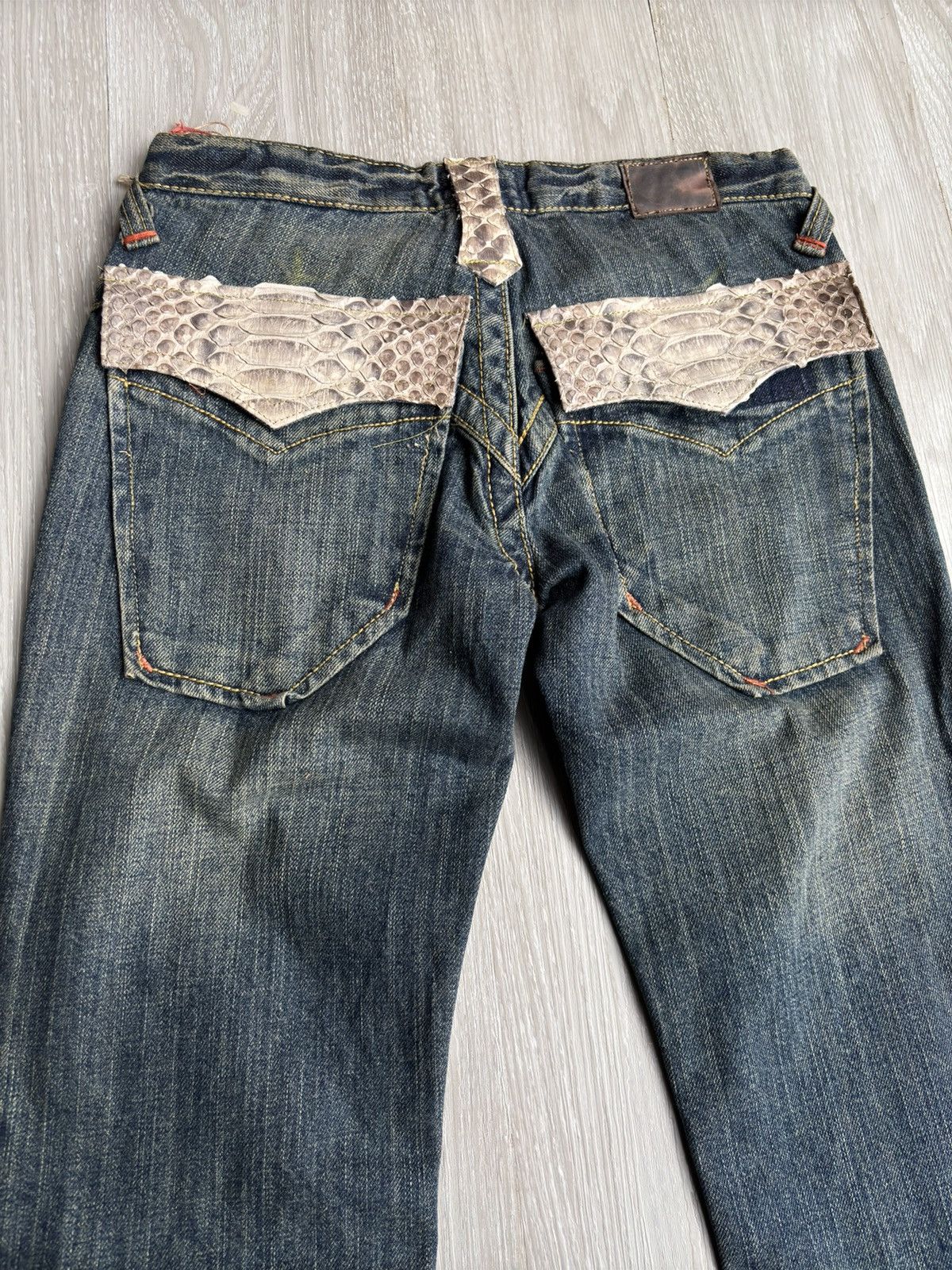 Japanese Brand REEF phyton accent lace up flare jeans Size US 26 / EU 42 - 6 Thumbnail