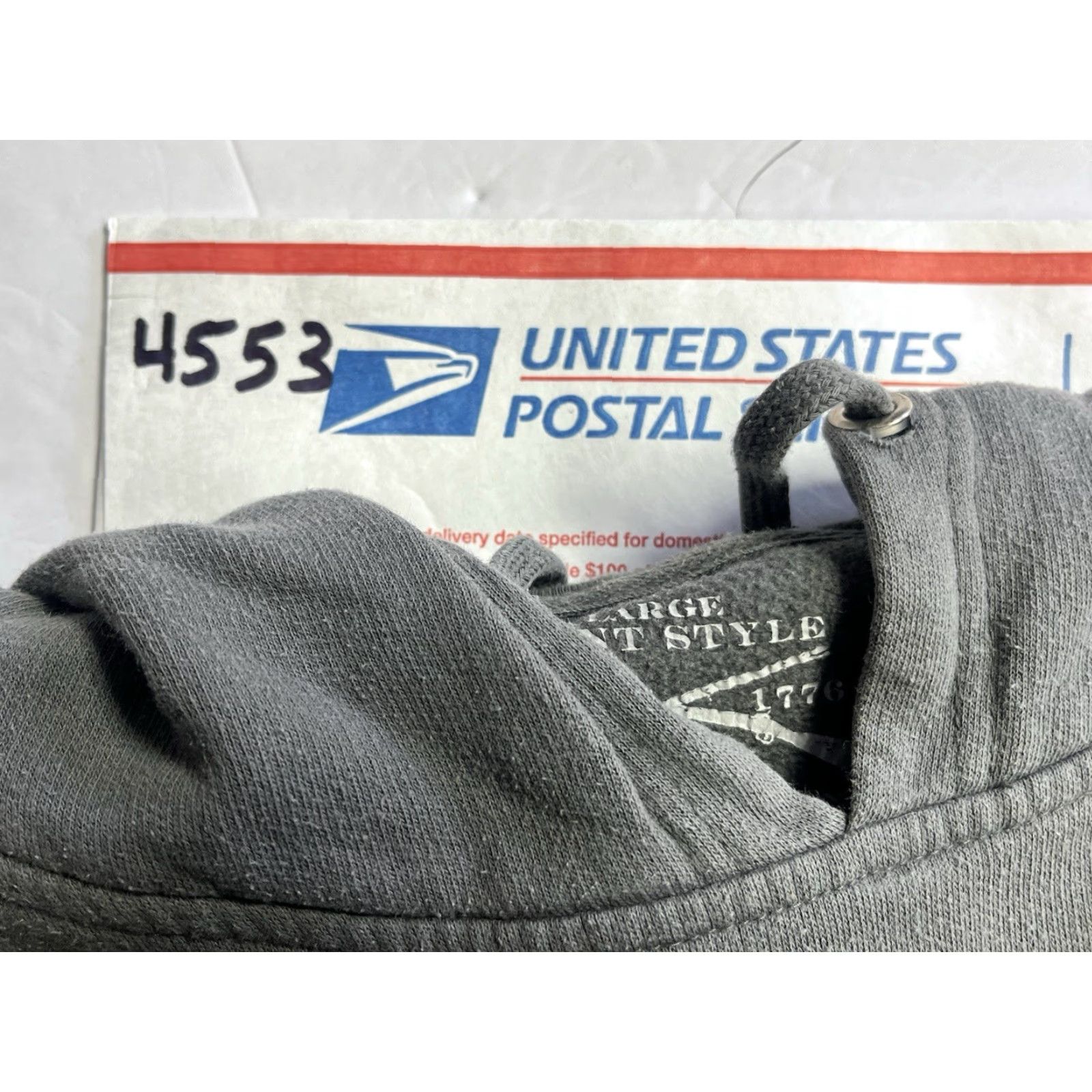 Vintage Grunt Style Hoodie XL Pullover Hooded Graphic Print Flag Gray Crew Neck Sweatshirt Men Size US XL / EU 56 / 4 - 7 Thumbnail