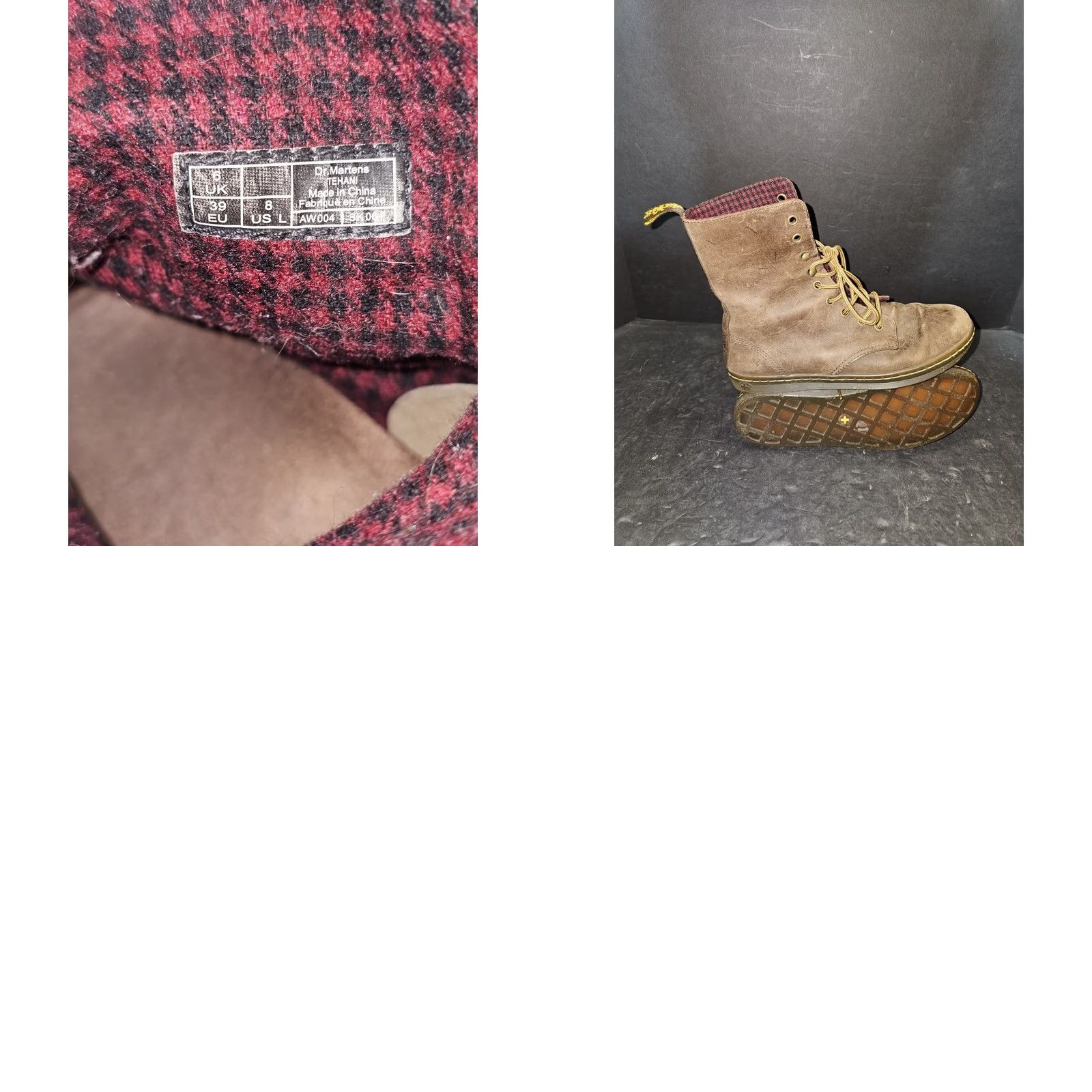Dr. Martens VINTAGE Dr Martens Tehani Lace Up Brown Leather Combat Boots Tartan Plaid Lined Size 8 Womens 90s Punk Casual Shoes Size US 8 / IT 38 - 9 Thumbnail