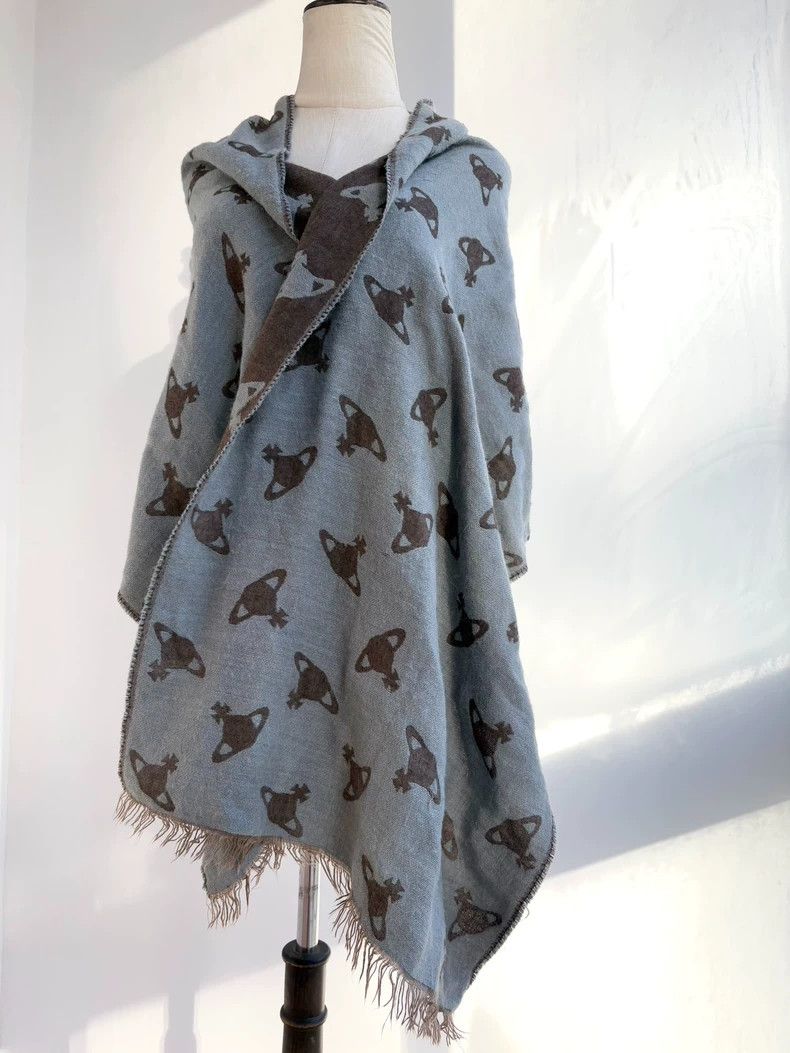 Vivienne Westwood Vivienne Westwood Blue and gray double-sided Saturn scarf Size ONE SIZE - 1 Thumbnail