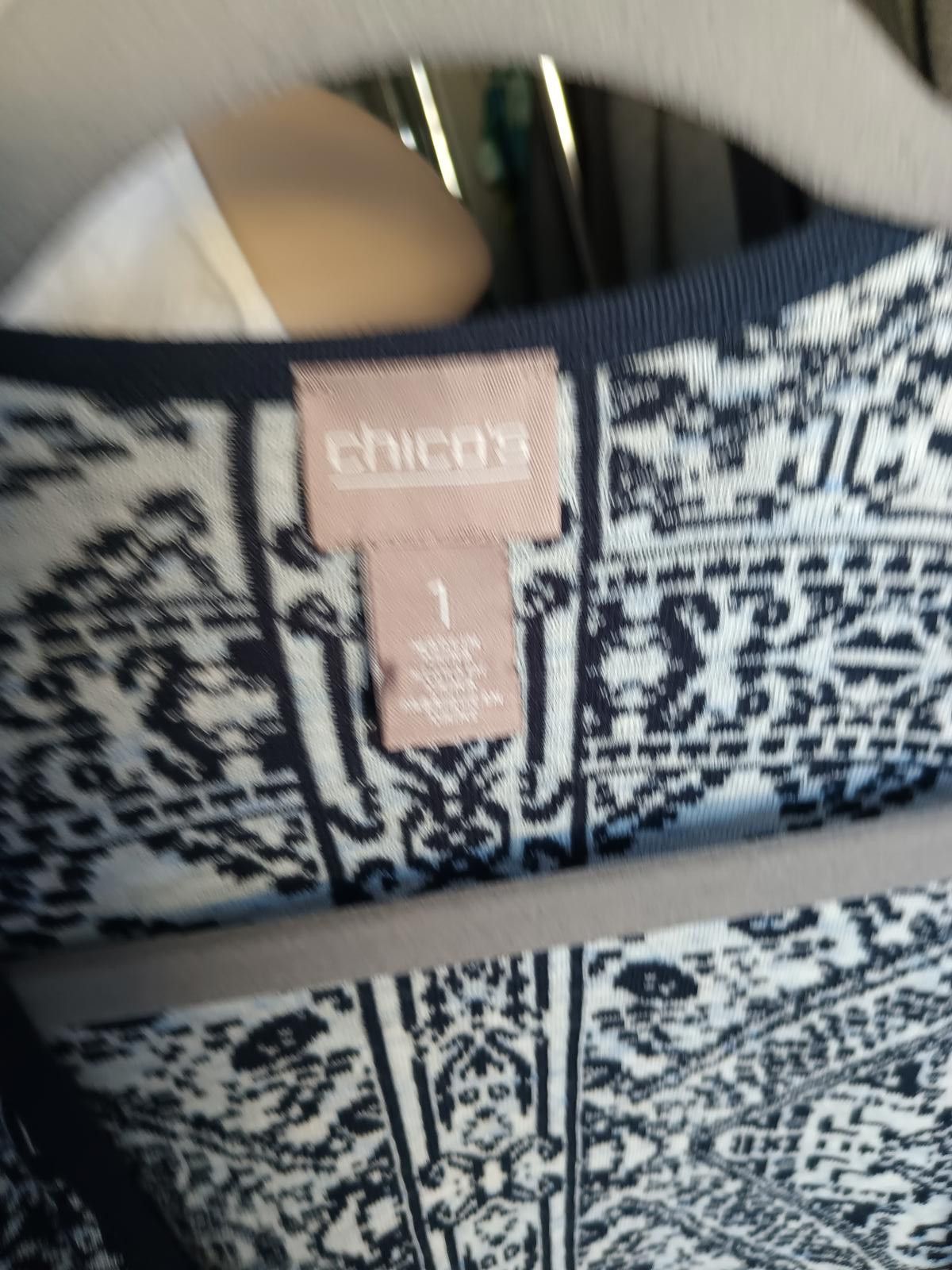 Designer Chicos Navy Blue Patterned Cardigan - Size 1 Size S / US 4 / IT 40 - 3 Thumbnail