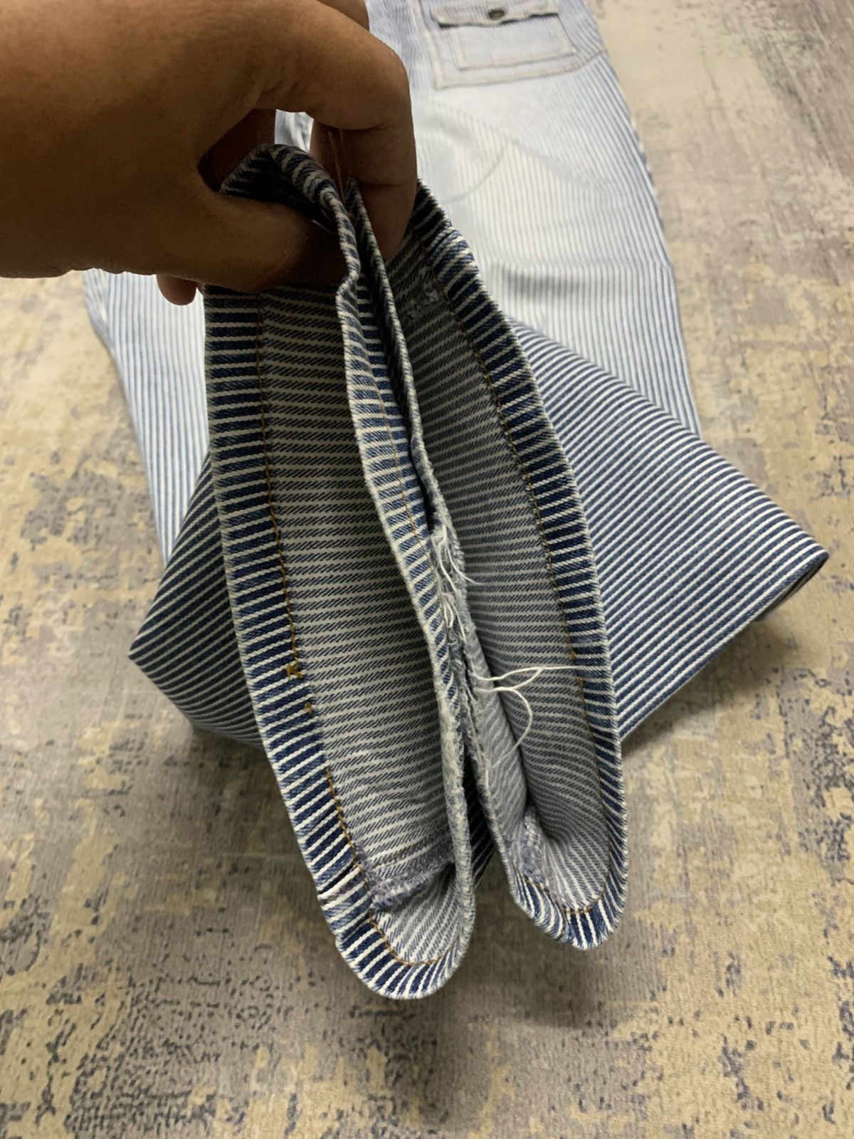 Japanese Brand Flared Lib-Ase Japan Hickory Striped Bush Pant Jeans Size US 31 - 6 Thumbnail