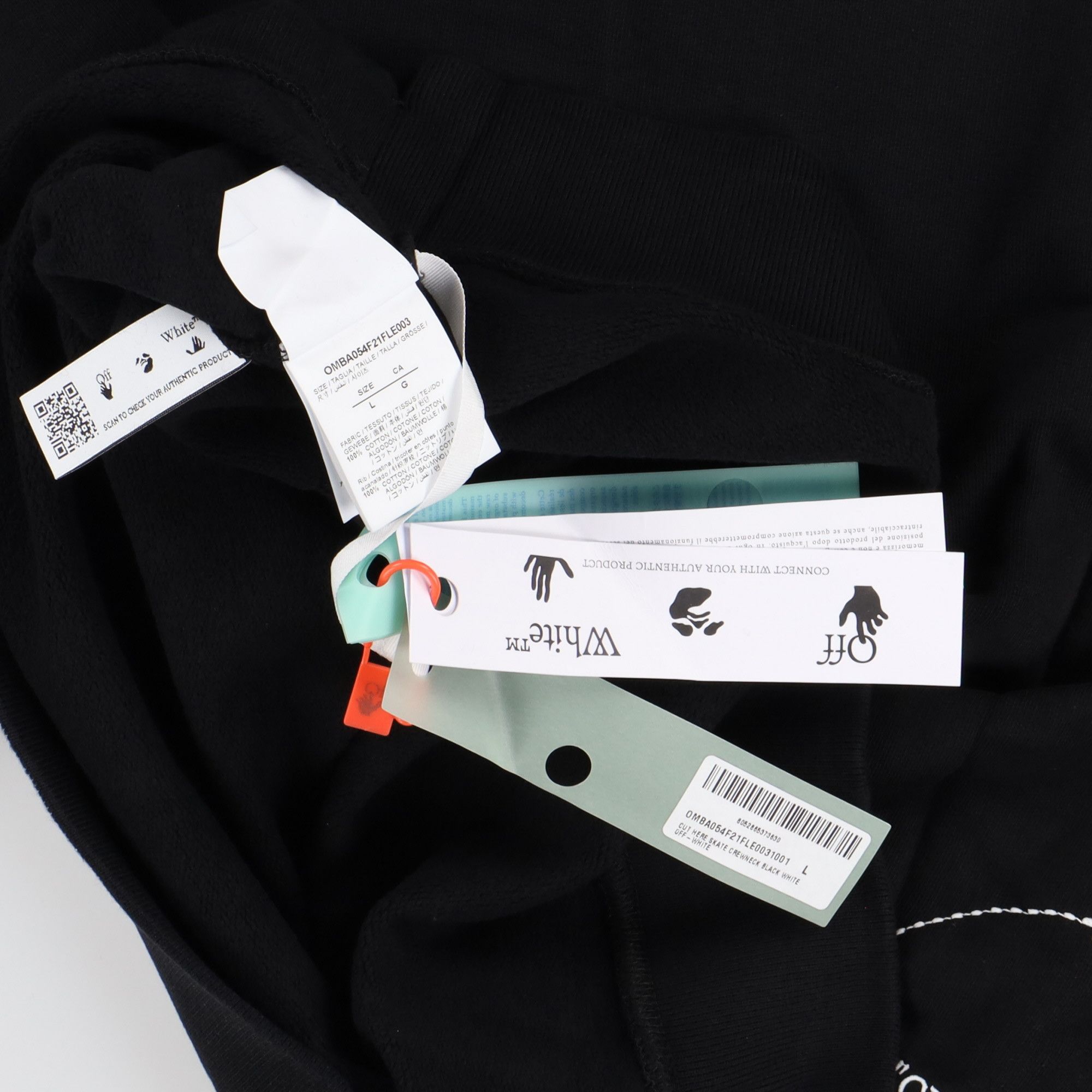 Off-White Black Cut Here Logo Oversized Skate Sweatshirt Size US L / EU 52-54 / 3 - 7 Thumbnail