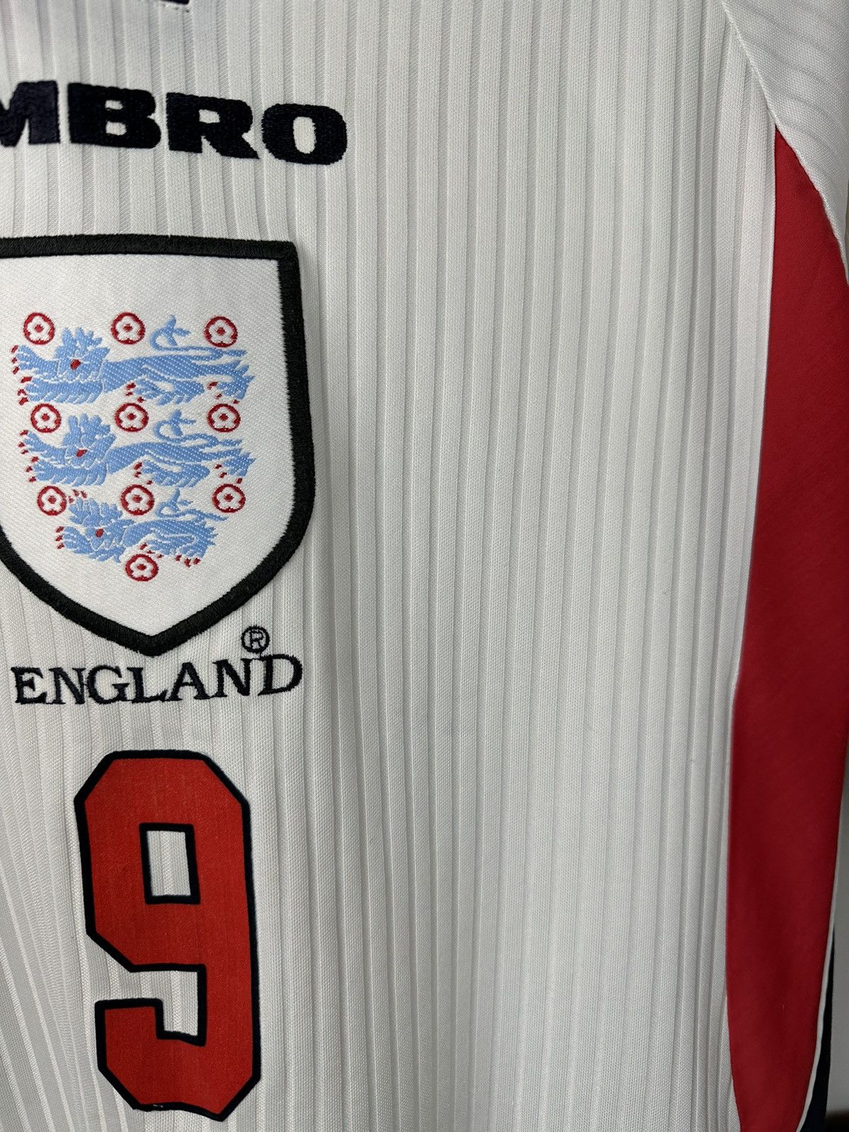 Umbro Vintage 1997-1999 England Umbro #9 Shearer Jersey Home Kit L Size US L / EU 52-54 / 3 - 8 Thumbnail