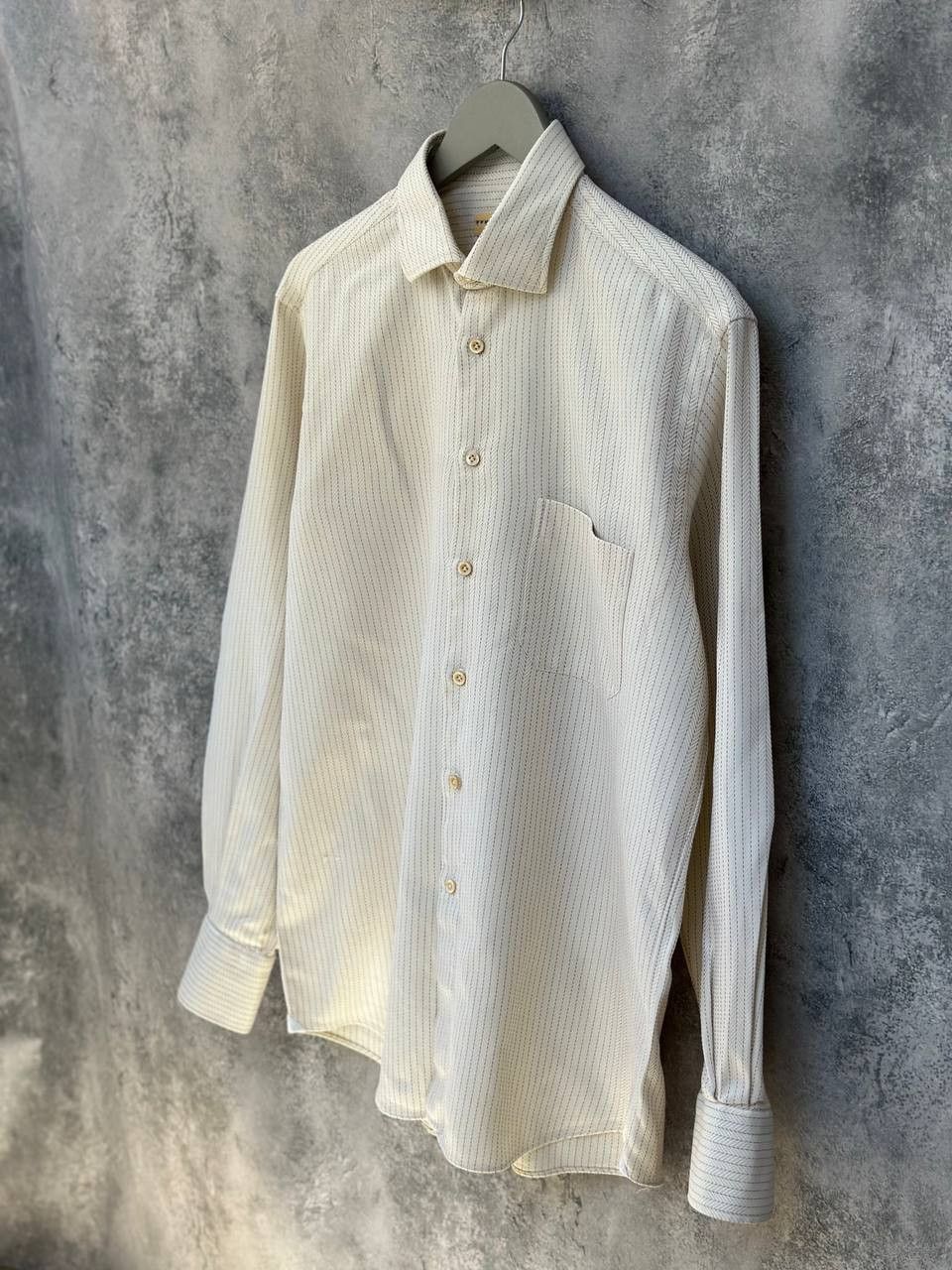 Pal Zileri × Vintage Pal Zileri Sartoriale Vintage Striped Button Up Shirt Beige Size US L / EU 52-54 / 3 - 2 Thumbnail