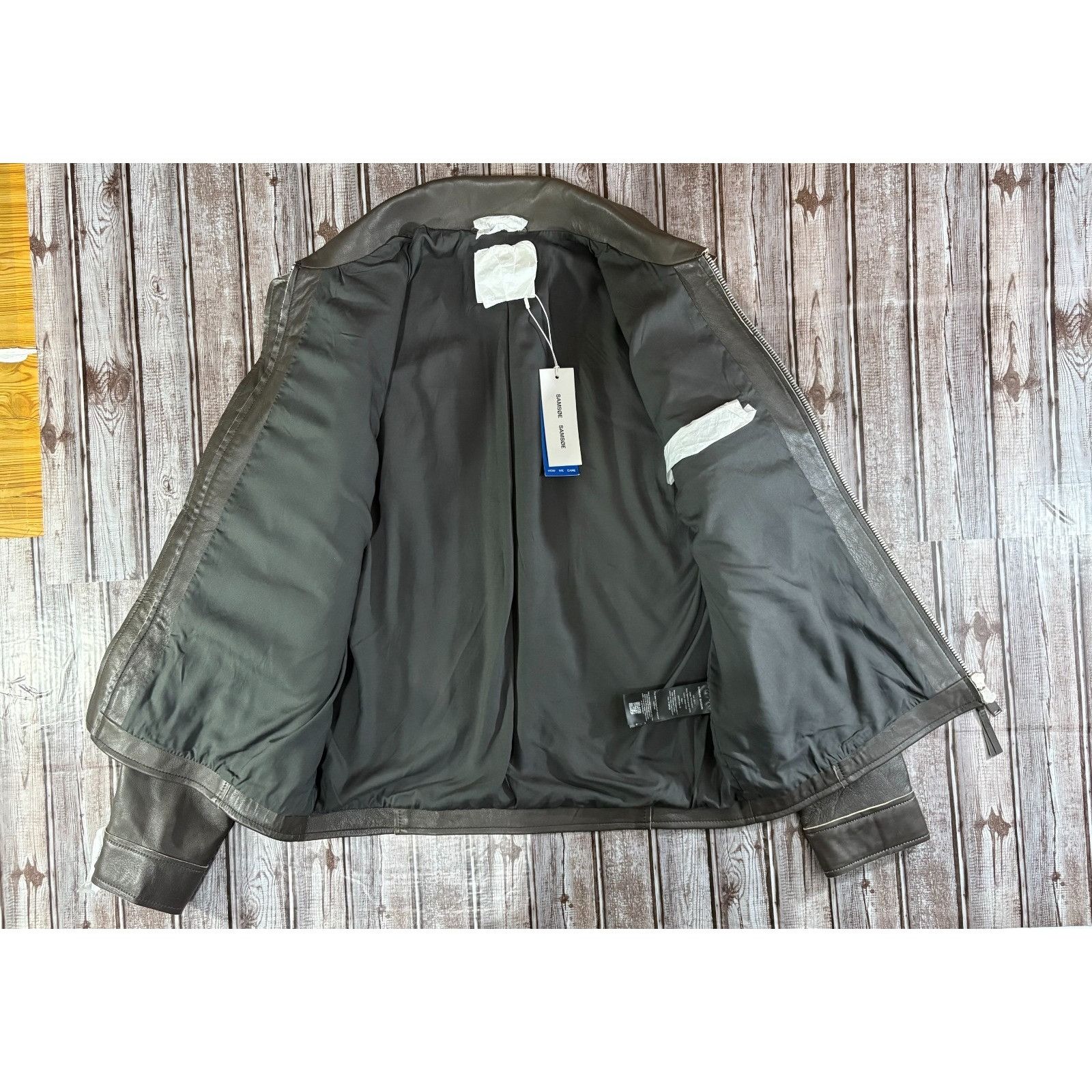Samsoe Samsoe SAMSOE SAMSOE Samilton leather jacket size L color Black oli Size US L / EU 52-54 / 3 - 10 Thumbnail