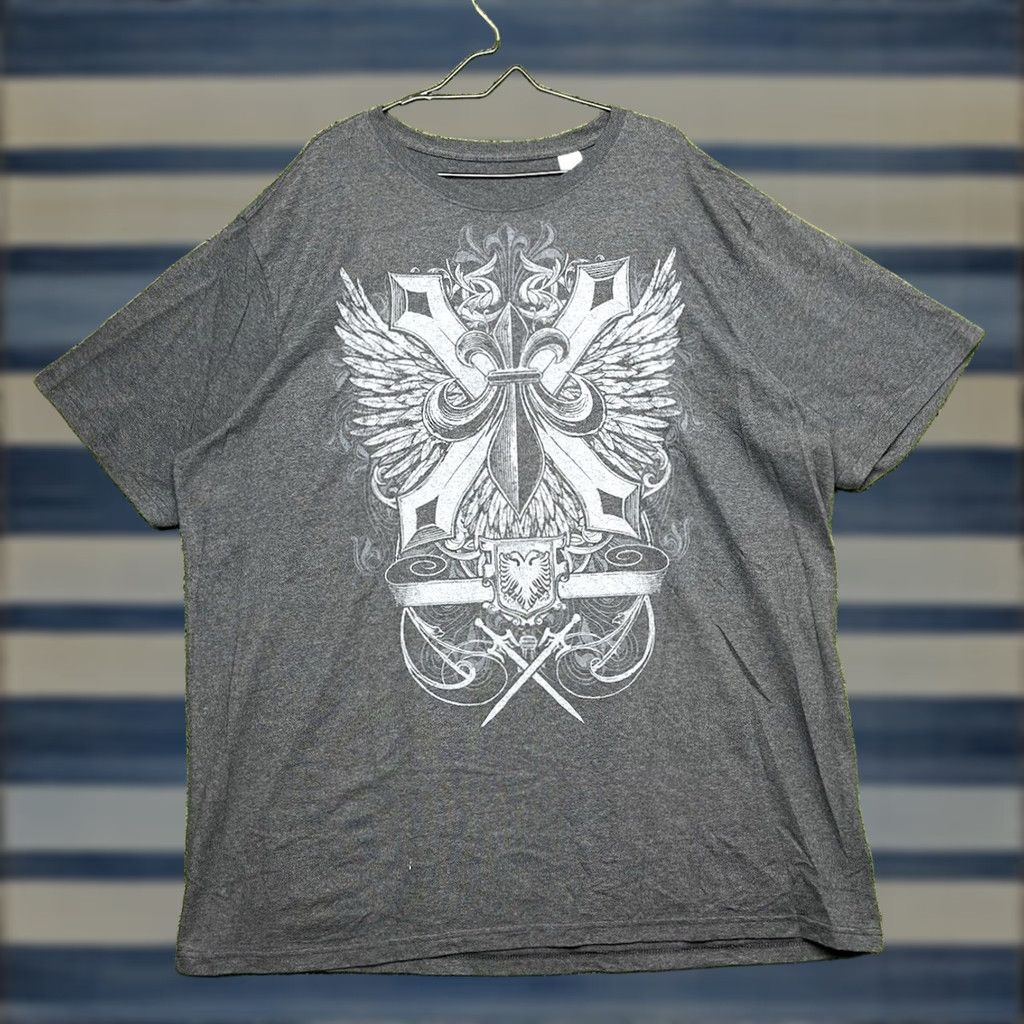 Affliction Affliction T-Shirt Men 4XLT Gray 90s Cross Wings Grunge AOP Southpole Style Y2K Shirt Mens Size US XXL / EU 58 / 5 - 1 Thumbnail