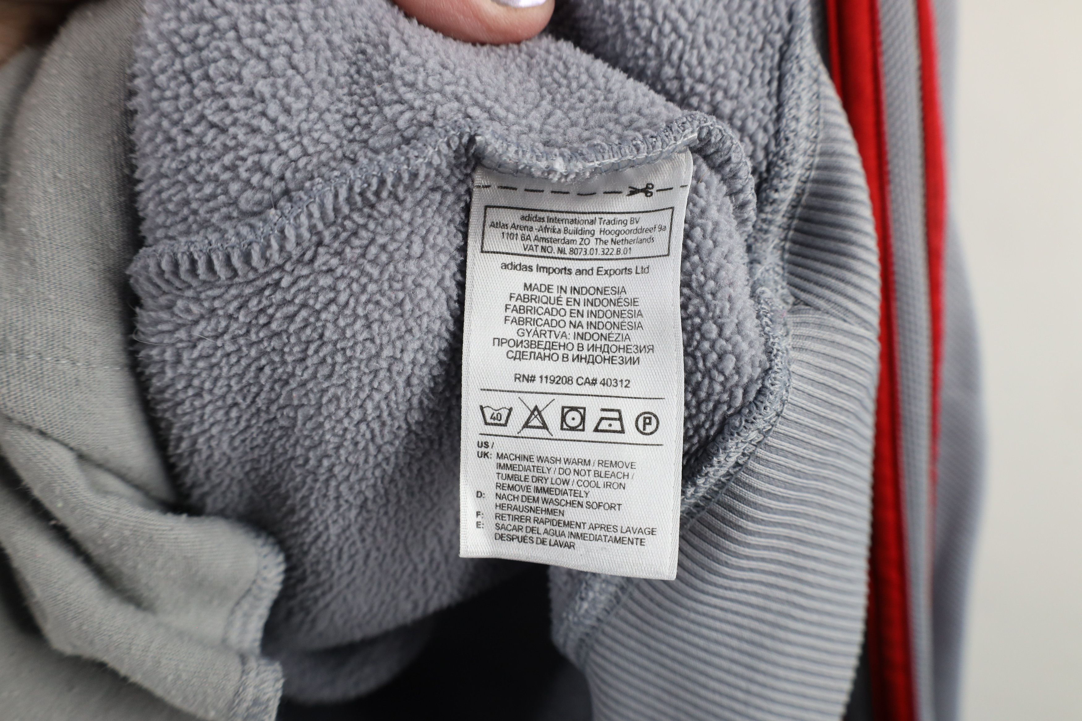 Adidas × Vintage Vintage Adidas Striped Mesh Knit Hoodie Sweatshirt Gray Size US L / EU 52-54 / 3 - 12 Thumbnail