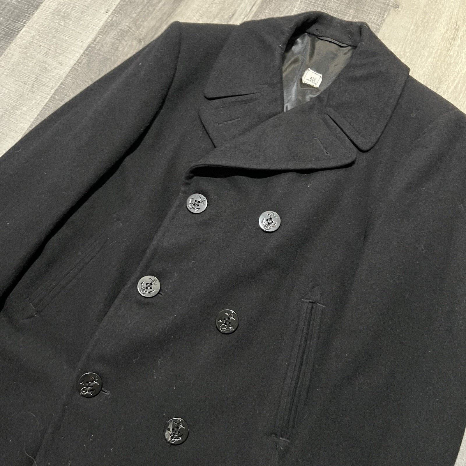 Other VTG Crown Clothing Black 90s Heavy Wool Black Naval Peacoat Size US M / EU 48-50 / 2 - 3 Thumbnail