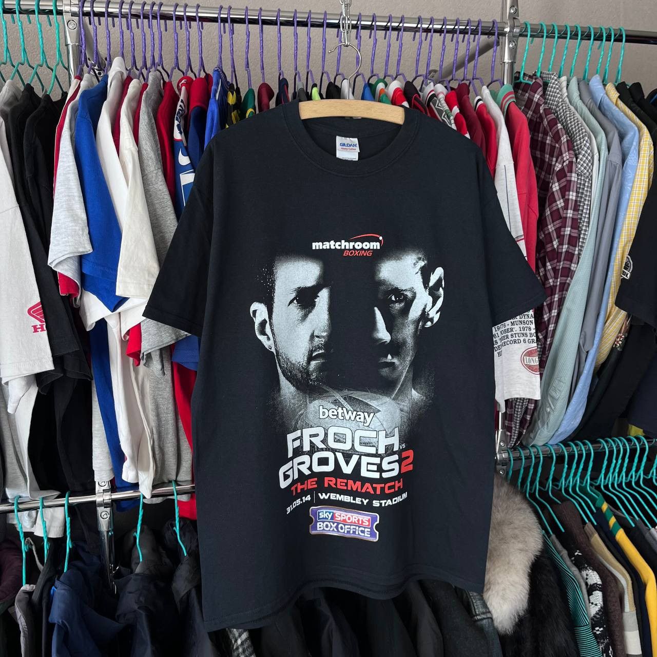 Vintage T Shirt Matchroom Boxing HBO Froch x Groves2 2014 Londsdale Size US L / EU 52-54 / 3 - 5 Thumbnail