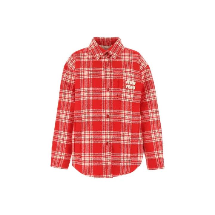 Miu Miu Miu Miu Red Checkered Long Sleeve Shirt 0079 Size M / US 6-8 / IT 42-44 - 1 Thumbnail