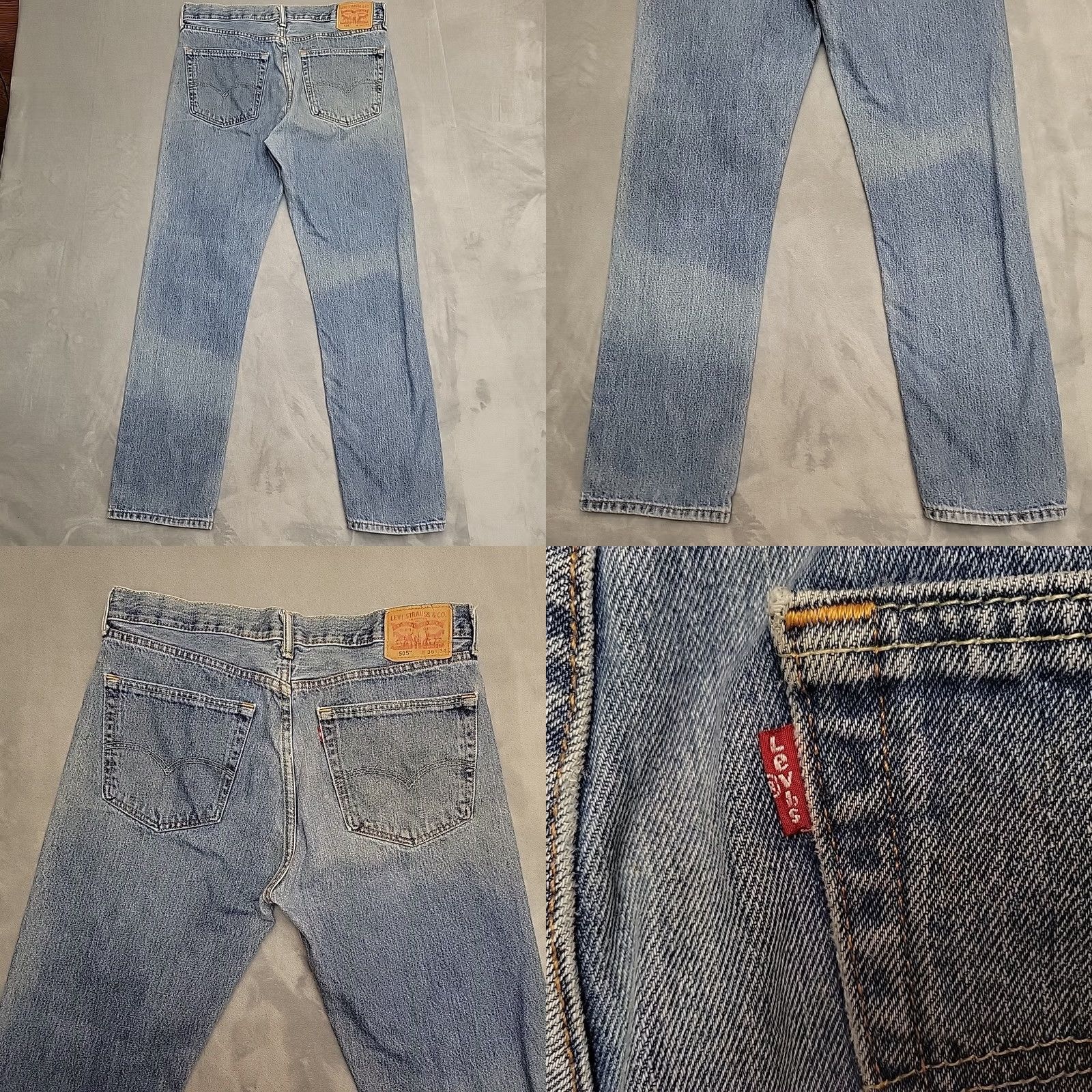 Levi's Levi's Jeans Mens 36x30 Blue Denim 505 Regular Fit Straight Leg Faded Distressed Size US 36 / EU 52 - 8 Thumbnail