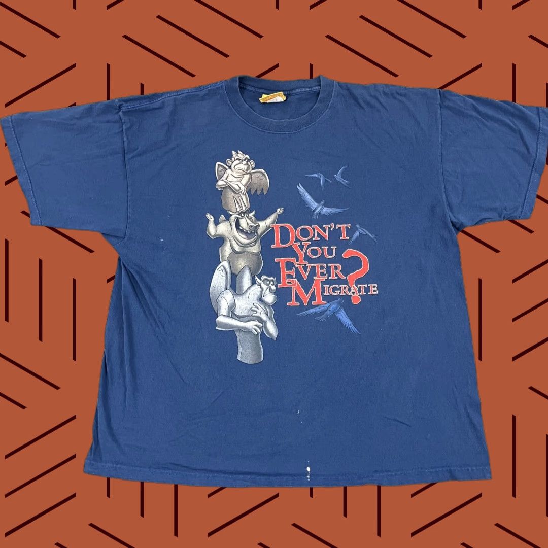 Disney VINTAGE Disney T-Shirt Men 2XL Cartoon Logo Graphic 90s Notre Dame Blue All Seasons Size US XXL / EU 58 / 5 - 1 Thumbnail