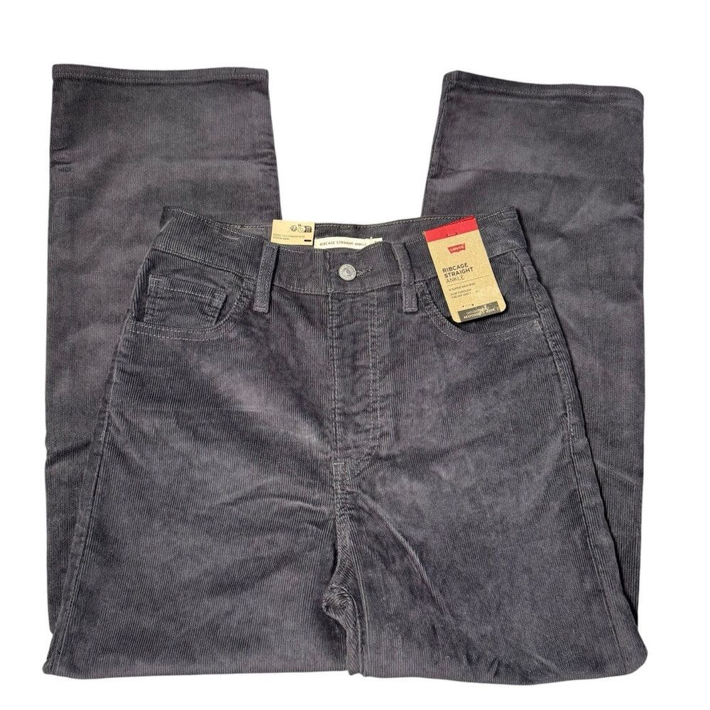 Levi's NWT New Levi's Ribcage Straight Ankle Corduroy Grey Pants S Size 26" / US 2 / IT 38 - 3 Thumbnail