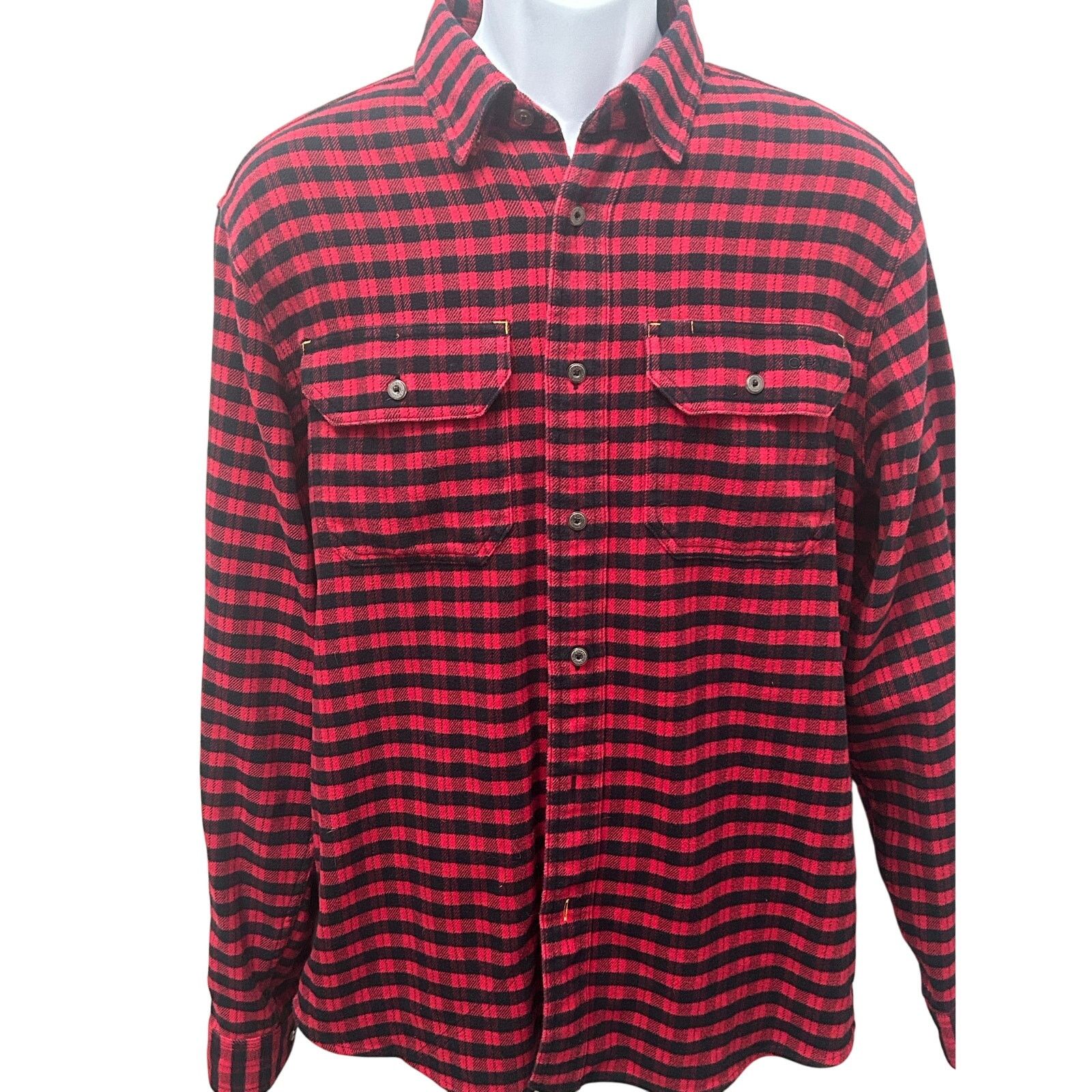 Orvis Orvis Mens Medium Red Black Check Flannel Shirt Active Fit Size US M / EU 48-50 / 2 - 1 Thumbnail
