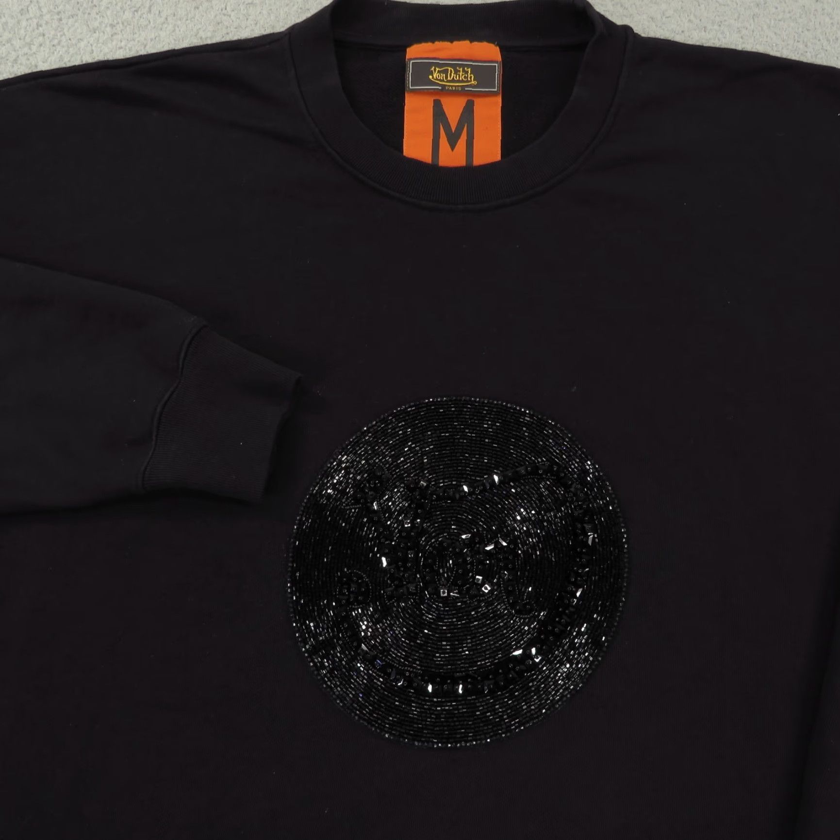 Von Dutch VON DUTCH Sweatshirt Mens M Black Monogram Logo Beaded Sequin Pullover Y2K Shirt Size US M / EU 48-50 / 2 - 2 Thumbnail