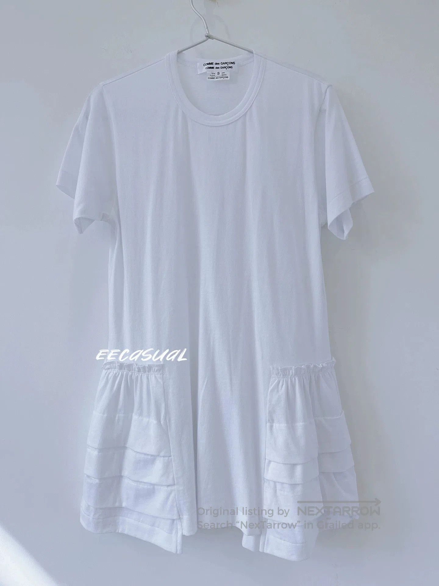 CDG by Comme des Garcons White Layered Ruffle Hem Long T-Shirt. Size S / US 4 / IT 40 - 3 Thumbnail